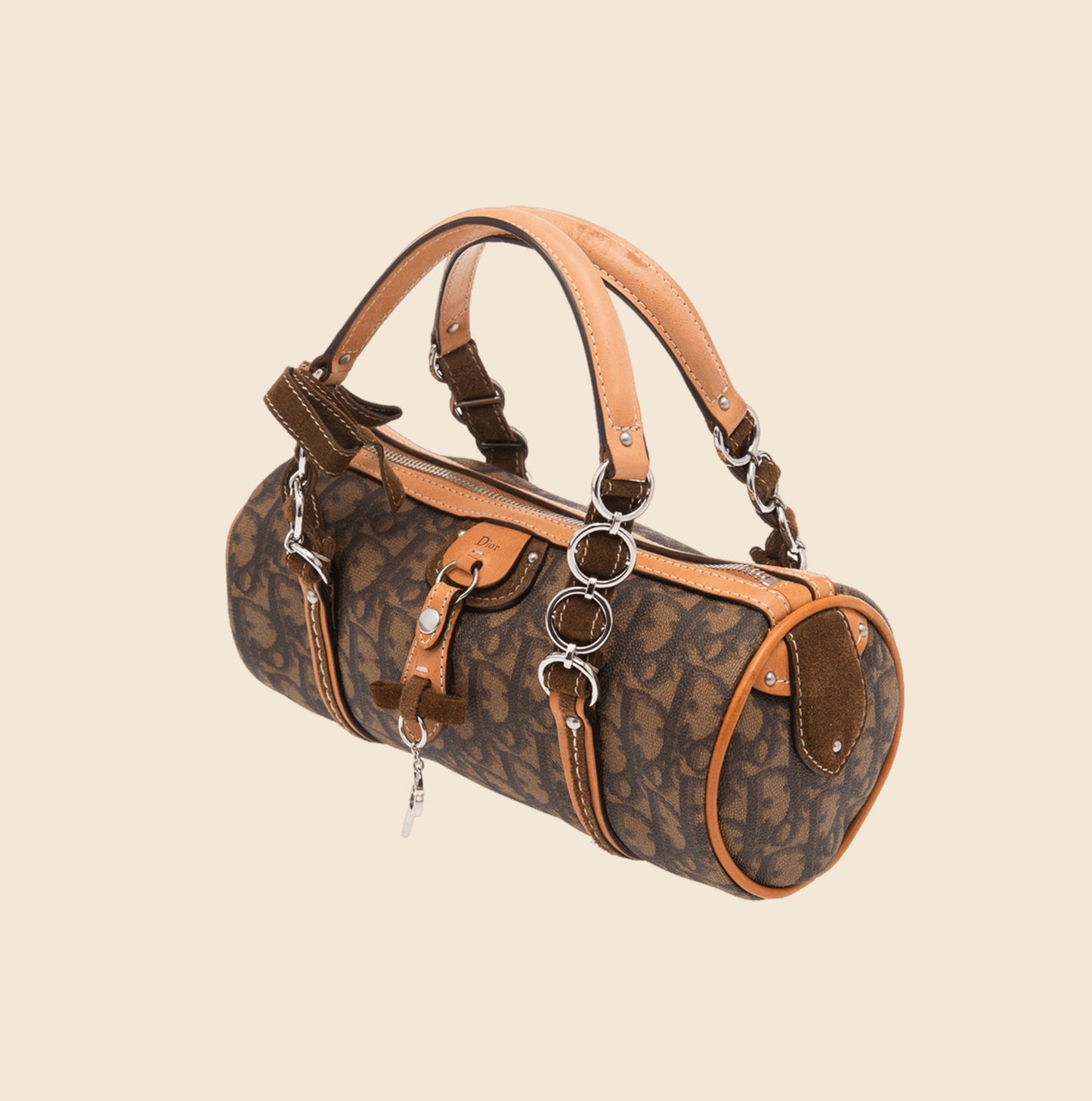 CHRISTIAN DIOR BROWN ROMANTIQUE MINI BARREL BAG
