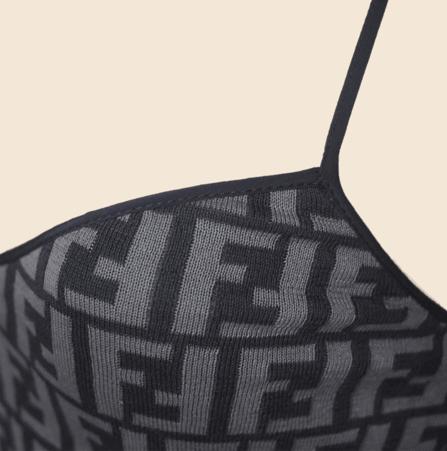 FENDI ZUCCA SPAGHETTI STRAP KNIT CAMI TOP