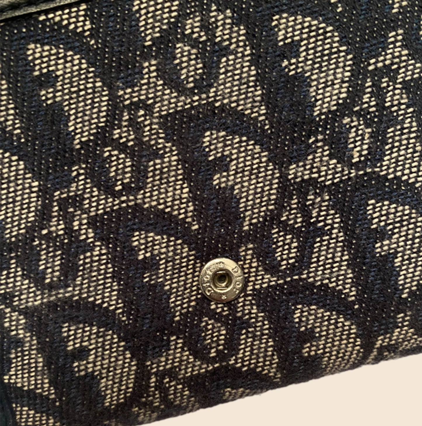 CHRISTIAN DIOR BLUE OBLIQUE CANVAS LOGO WALLET
