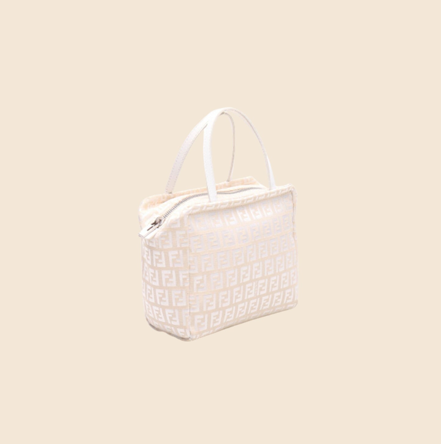FENDI 1990s WHITE & CREAM ZUCCHINO MINI HANDBAG