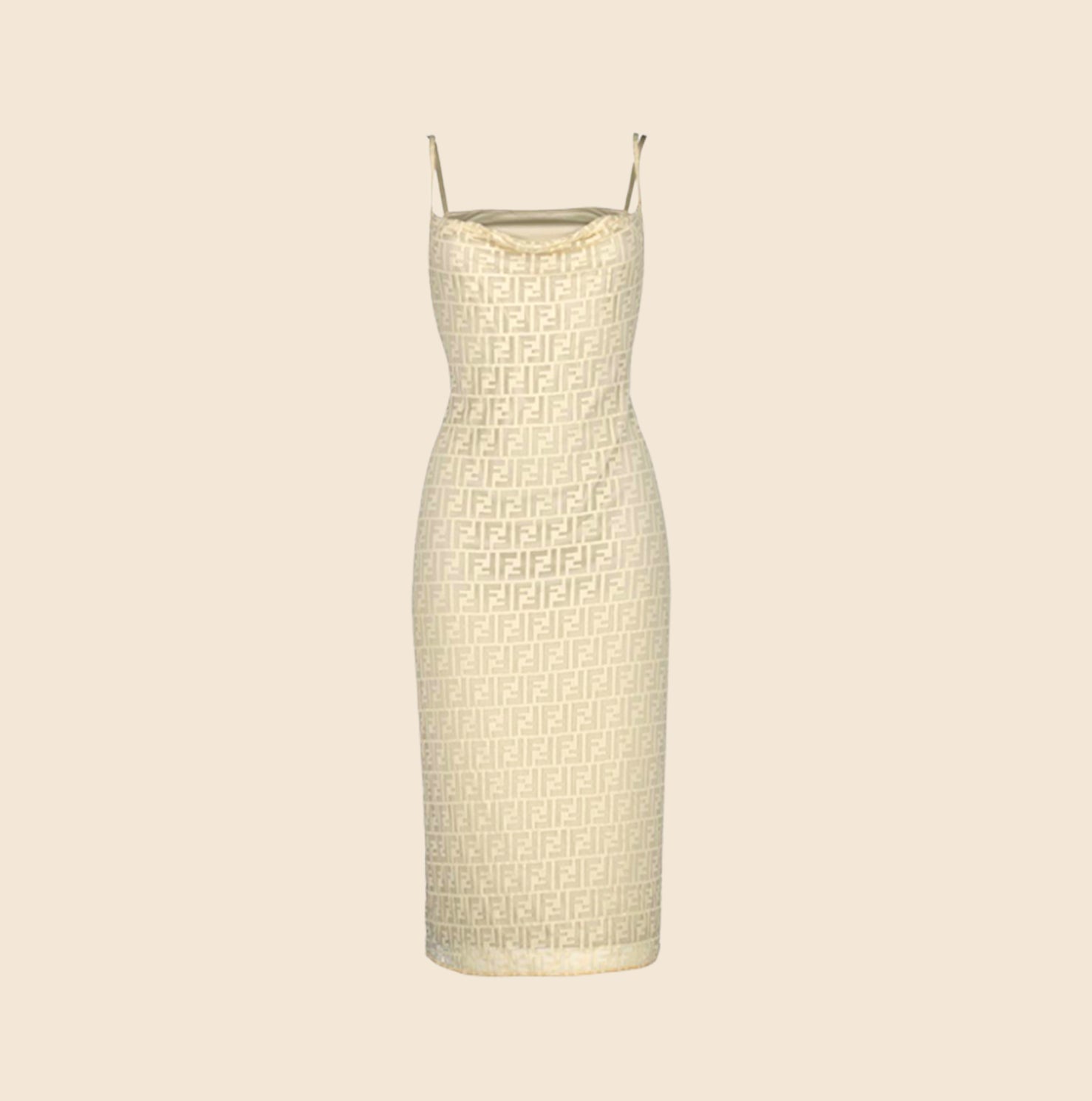 FENDI 1990s ZUCCA SHEER CREAM DRESS