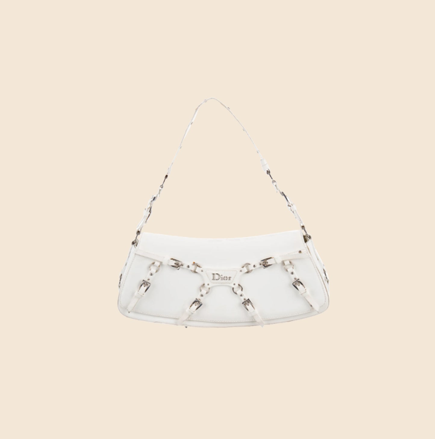 CHRISTIAN DIOR WHITE LEATHER BONDAGE BAG