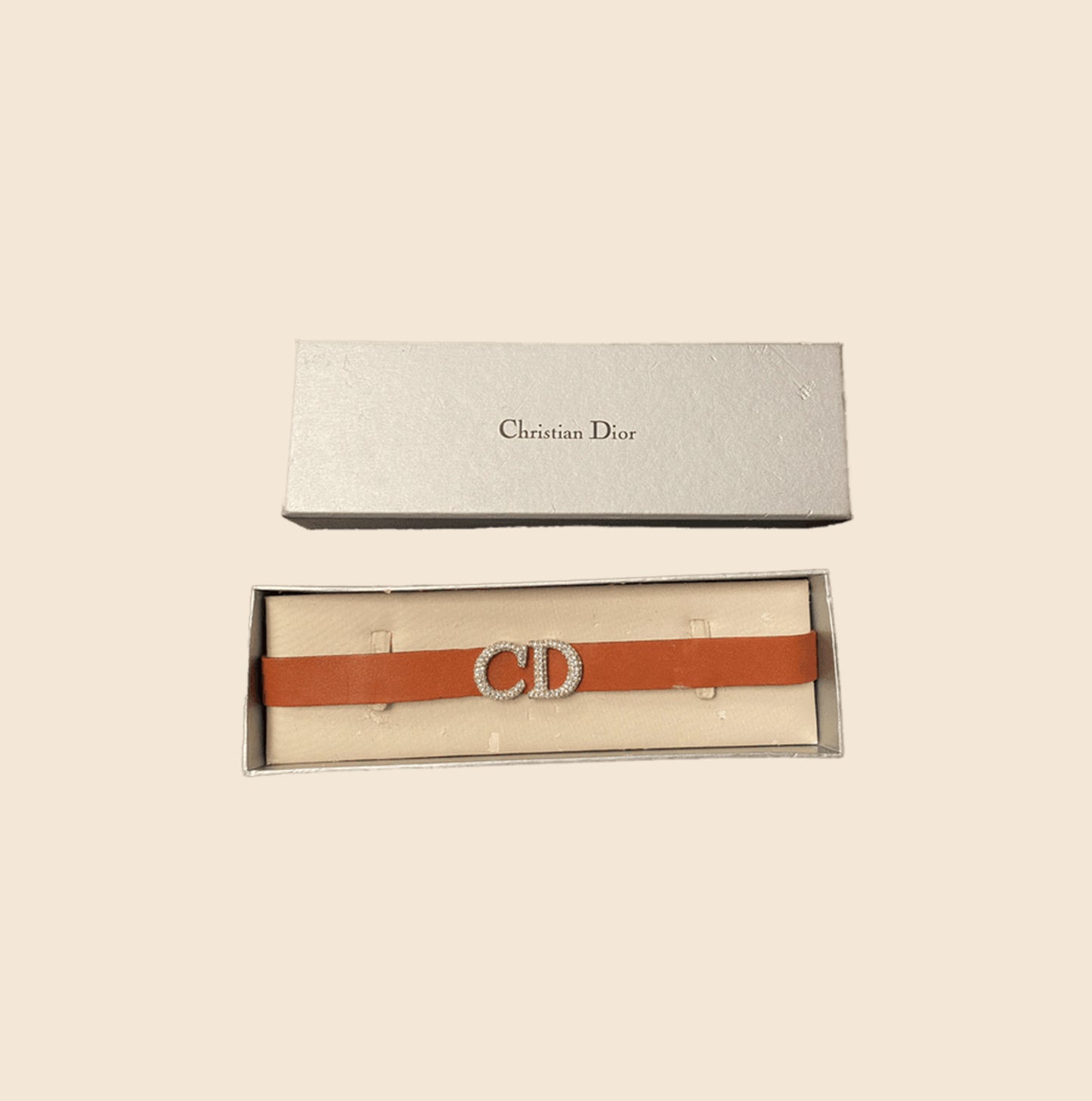 CHRISTIAN DIOR CD BROWN LEATHER CHOKER