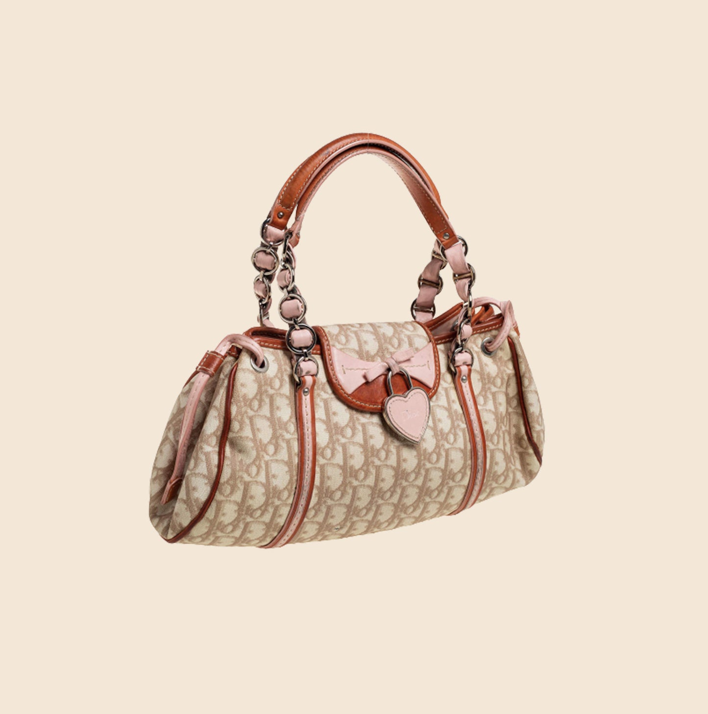 CHRISTIAN DIOR BEIGE ROMANTIQUE TROTTER FLAP BAG