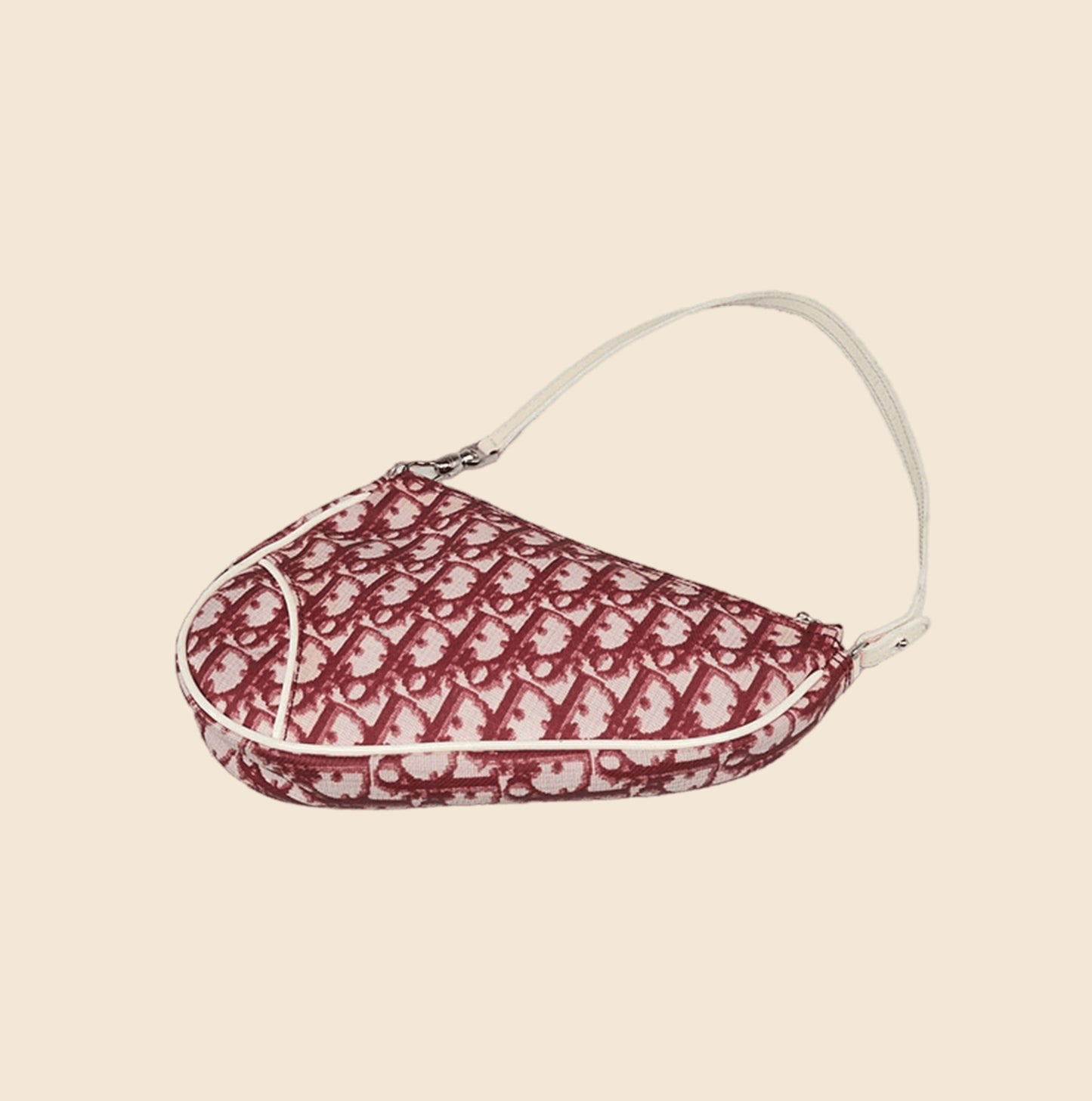 CHRISTIAN DIOR BURGUNDY CREAM SADDLE POCHETTE