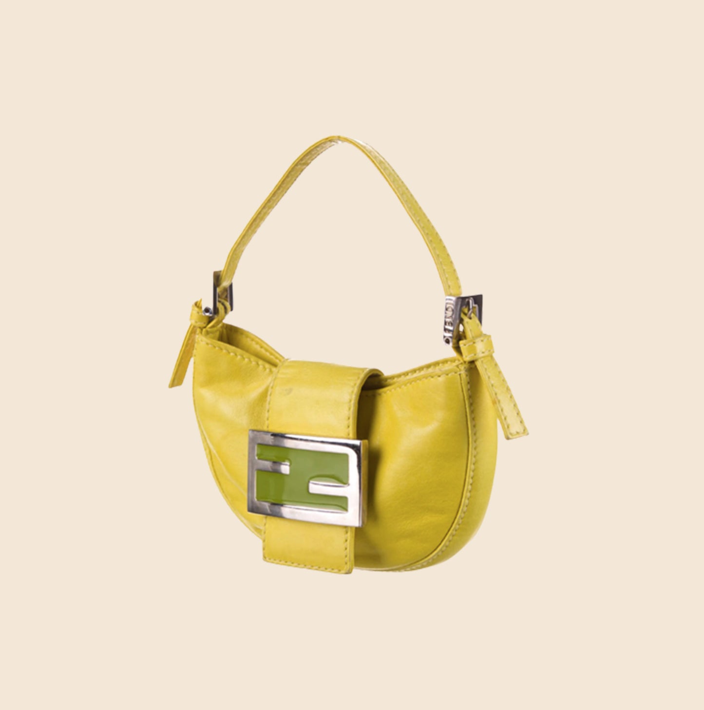 FENDI YELLOW LEATHER MINI CROISSANT