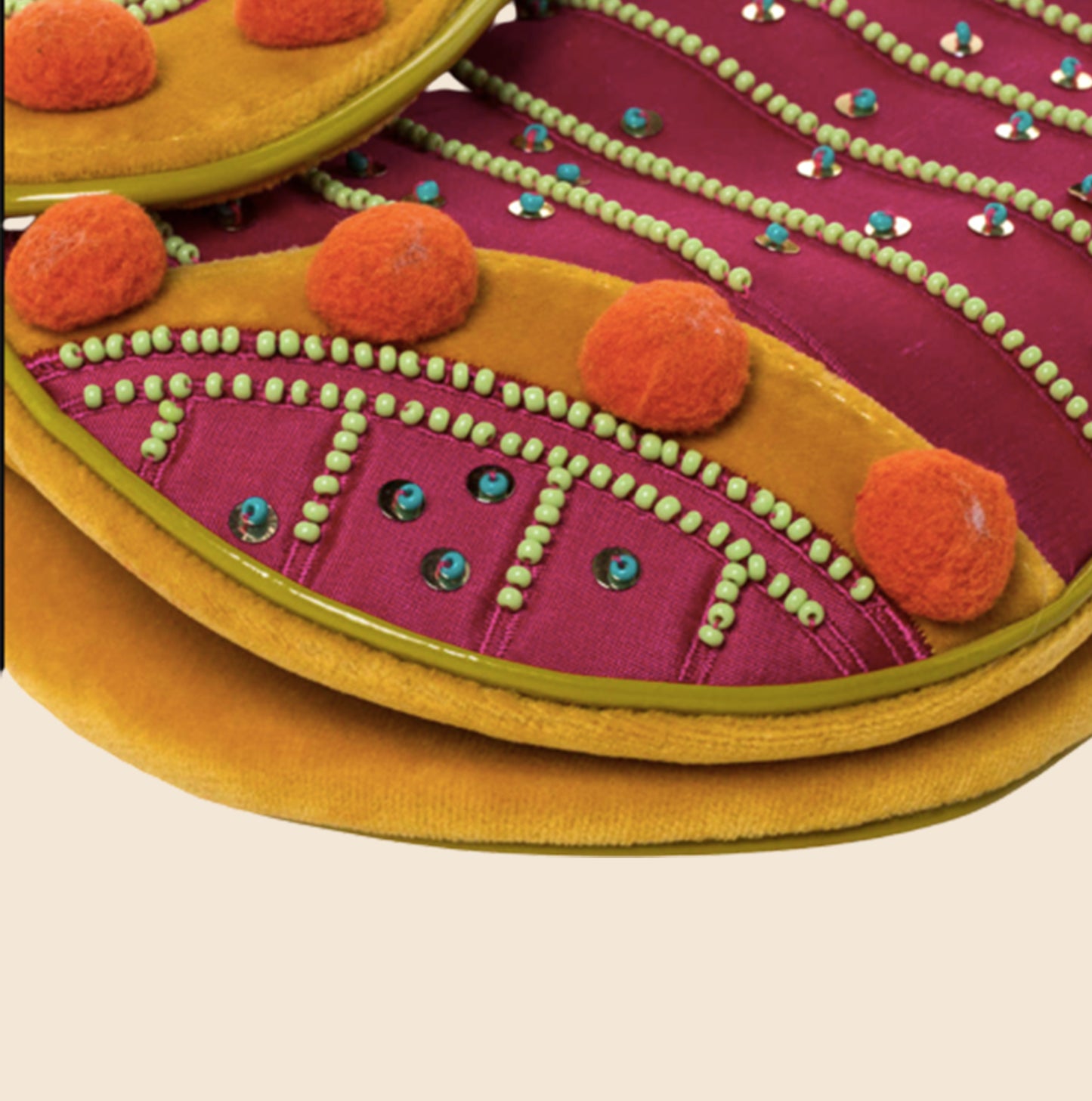CHRISTIAN DIOR MULTICOLOR LIMITED EDITION POM POM EMBELLISHED SADDLE BAG