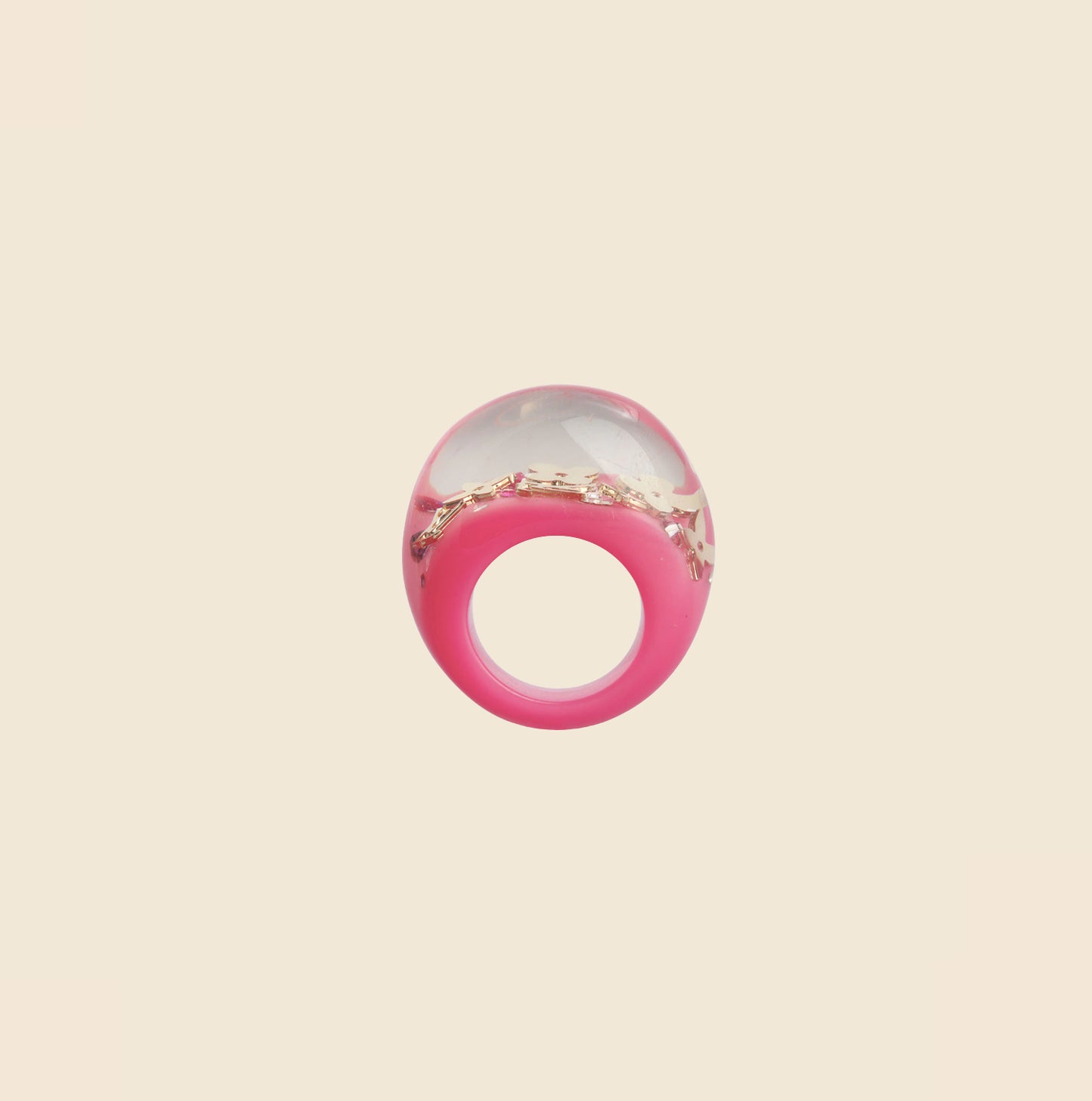 LOUIS VUITTON PINK LUCITE INCLUSION RING