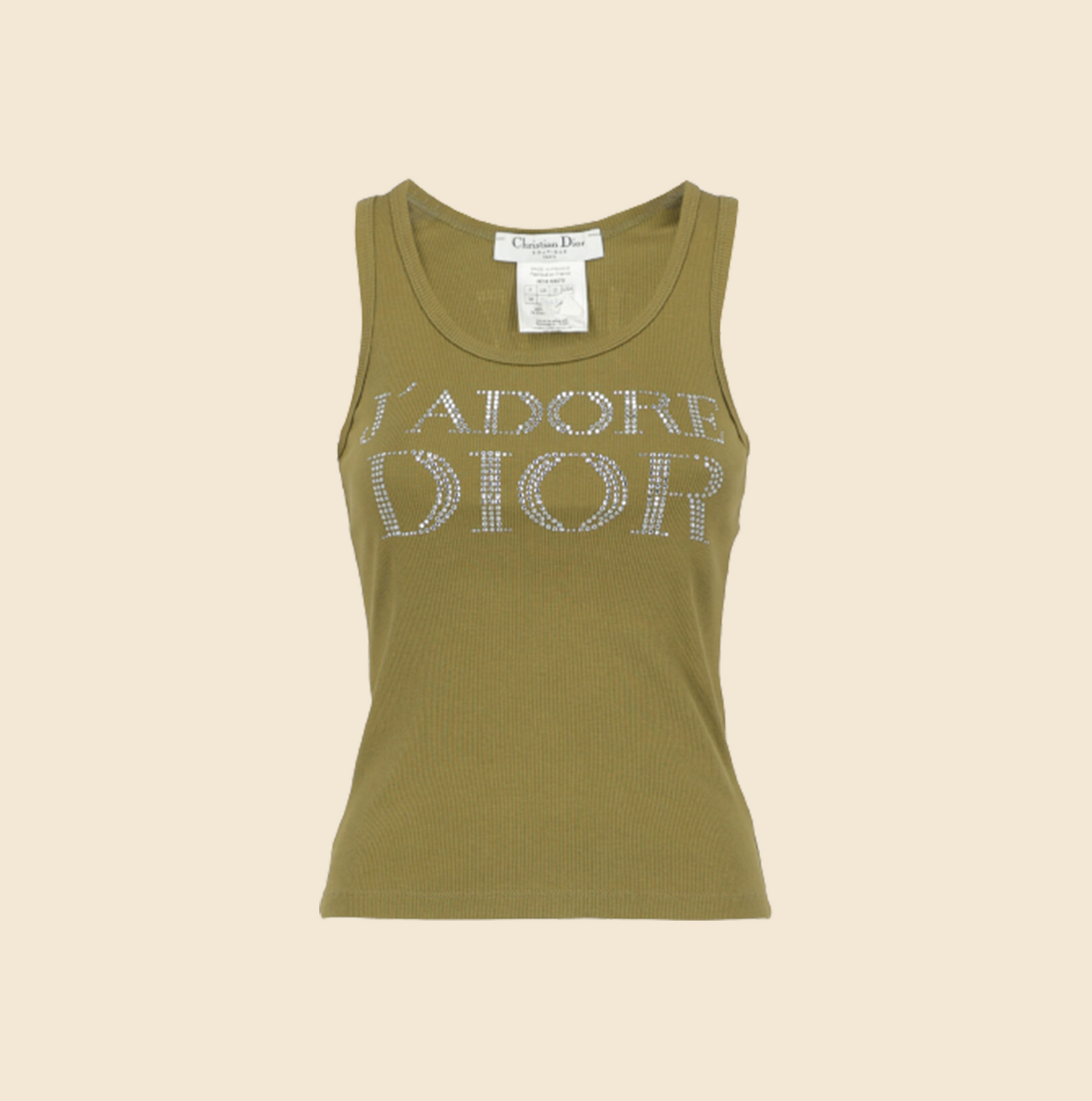 CHRISTIAN DIOR 2000s 'J'ADORE DIOR' RHINESTONE GREEN TANK TOP