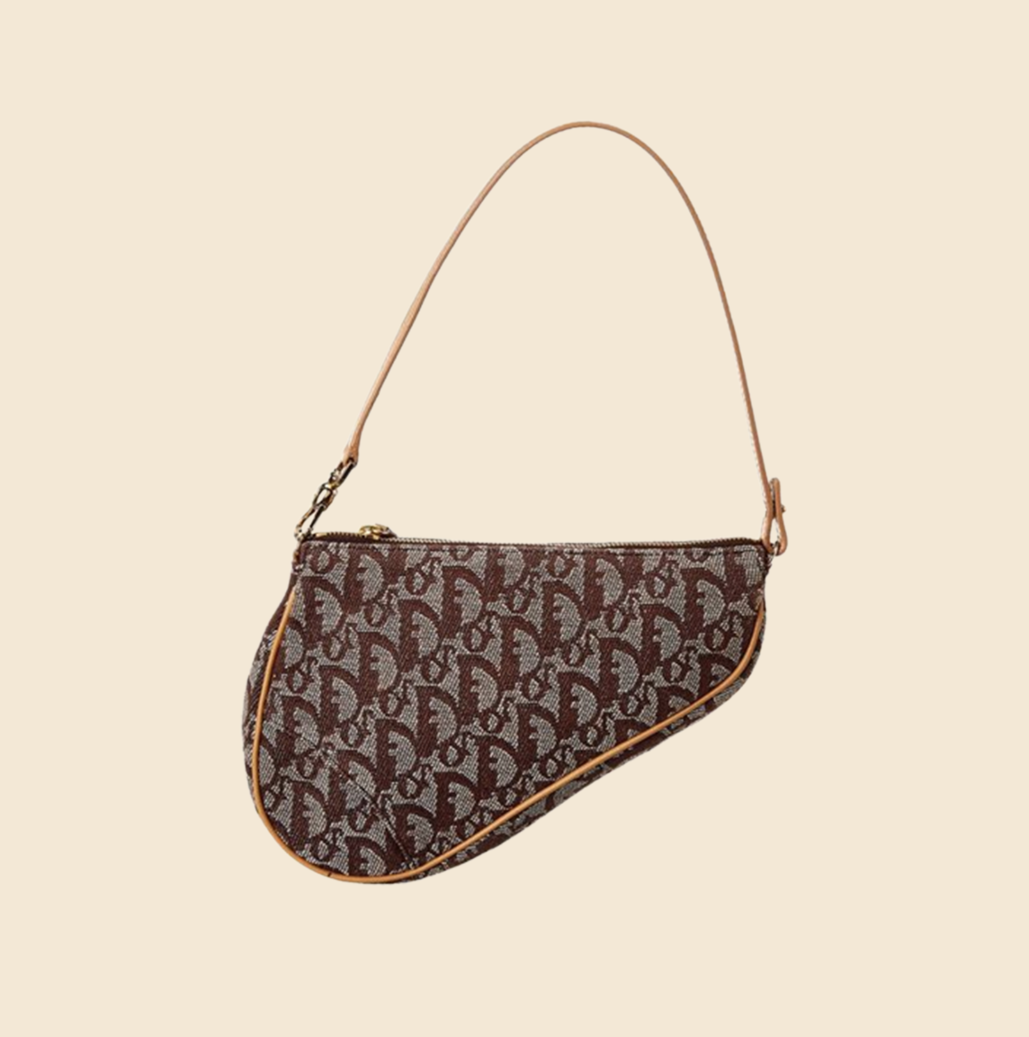 CHRISTIAN DIOR BROWN CANVAS OBLIQUE SADDLE BAG RDB
