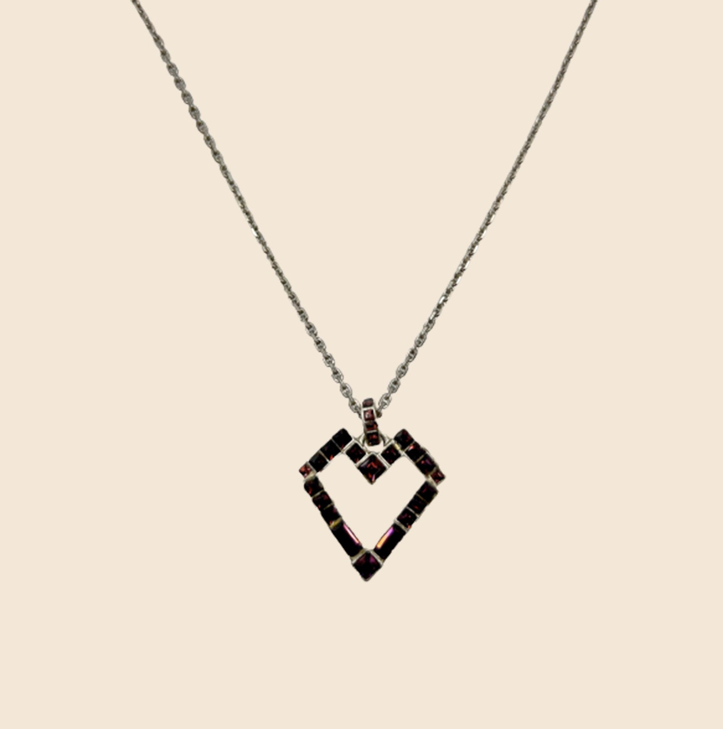 JEAN PAUL GAULTIER 1990s GOTHIC RED CRYSTAL HEART NECKLACE – RDB