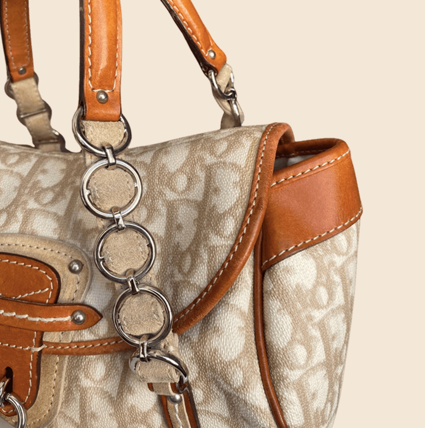 CHRISTIAN DIOR BEIGE ROMANTIQUE OBLIQUE MINI BAG