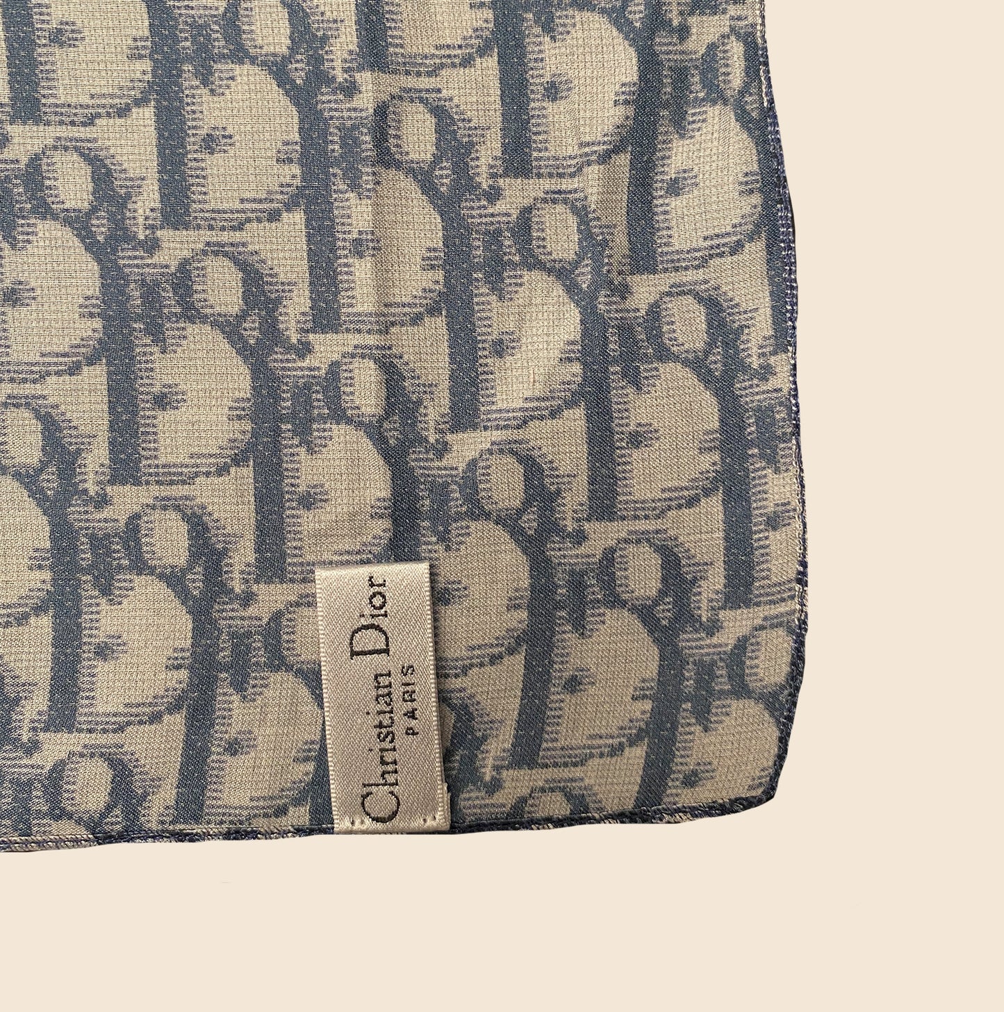 CHRISTIAN DIOR BLUE OBLIQUE SILK SCARF
