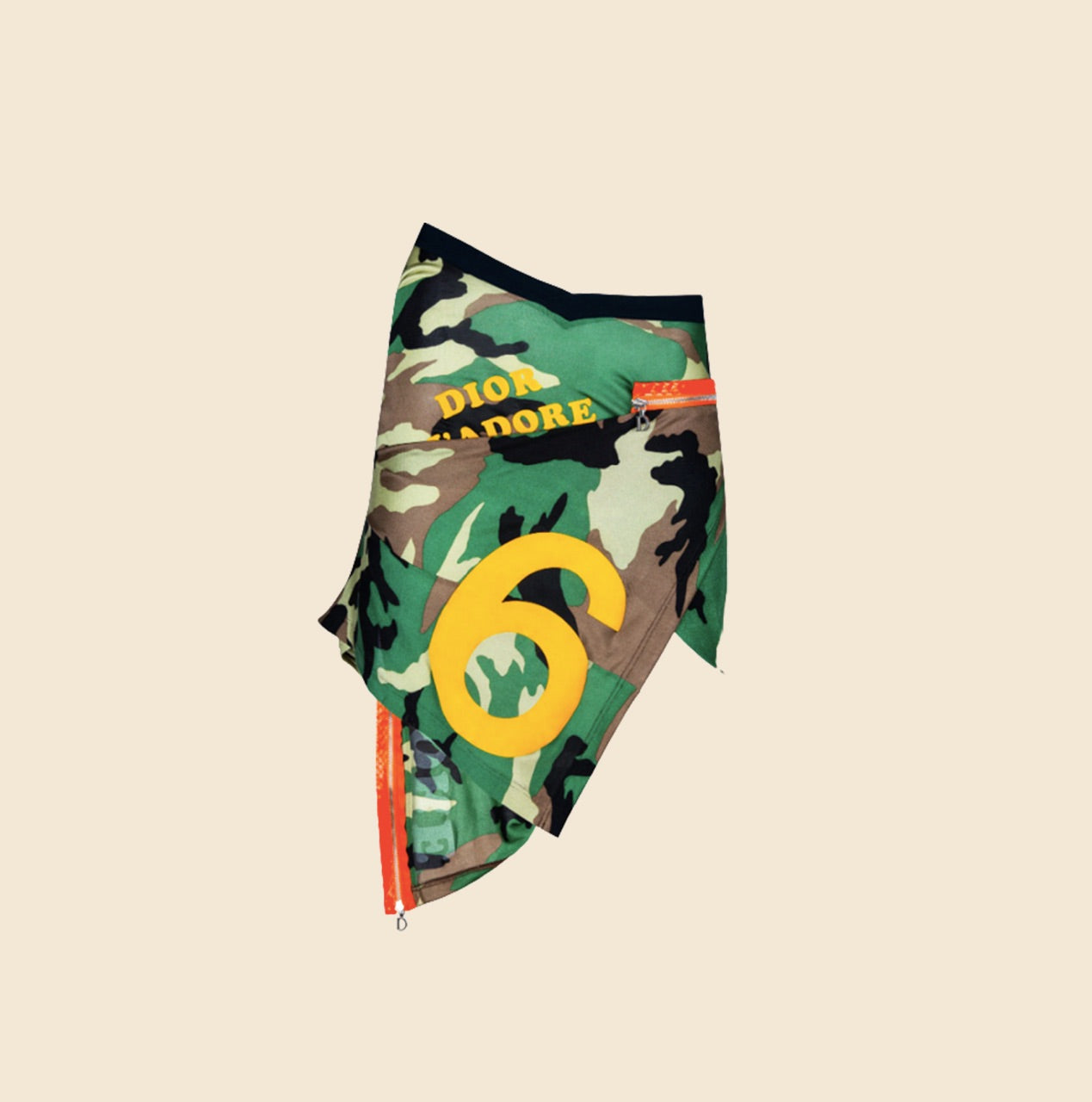 CHRISTIAN DIOR SPRING 2001 "J'ADORE DIOR" CAMO SILK SKIRT