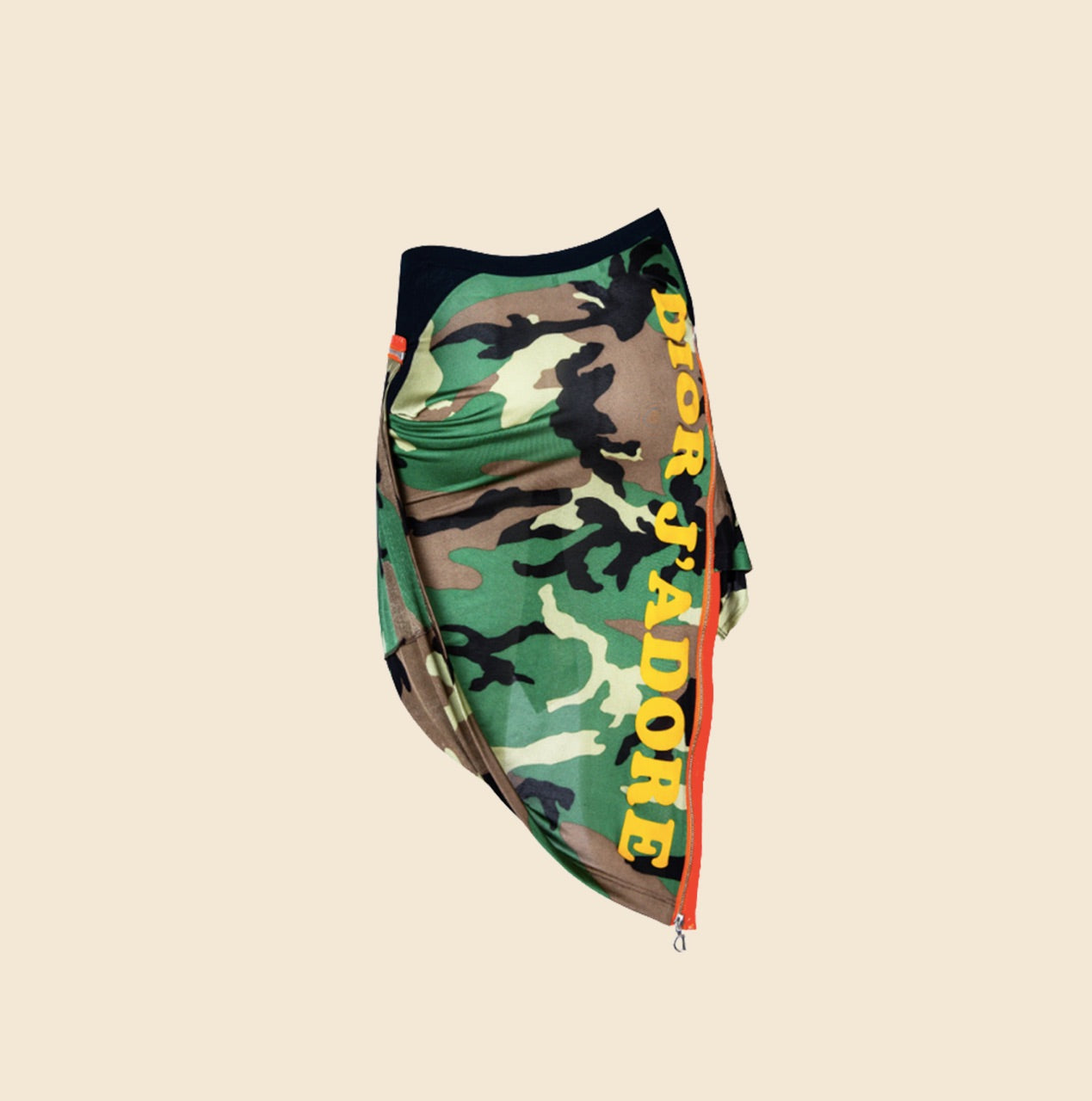 CHRISTIAN DIOR SPRING 2001 "J'ADORE DIOR" CAMO SILK SKIRT