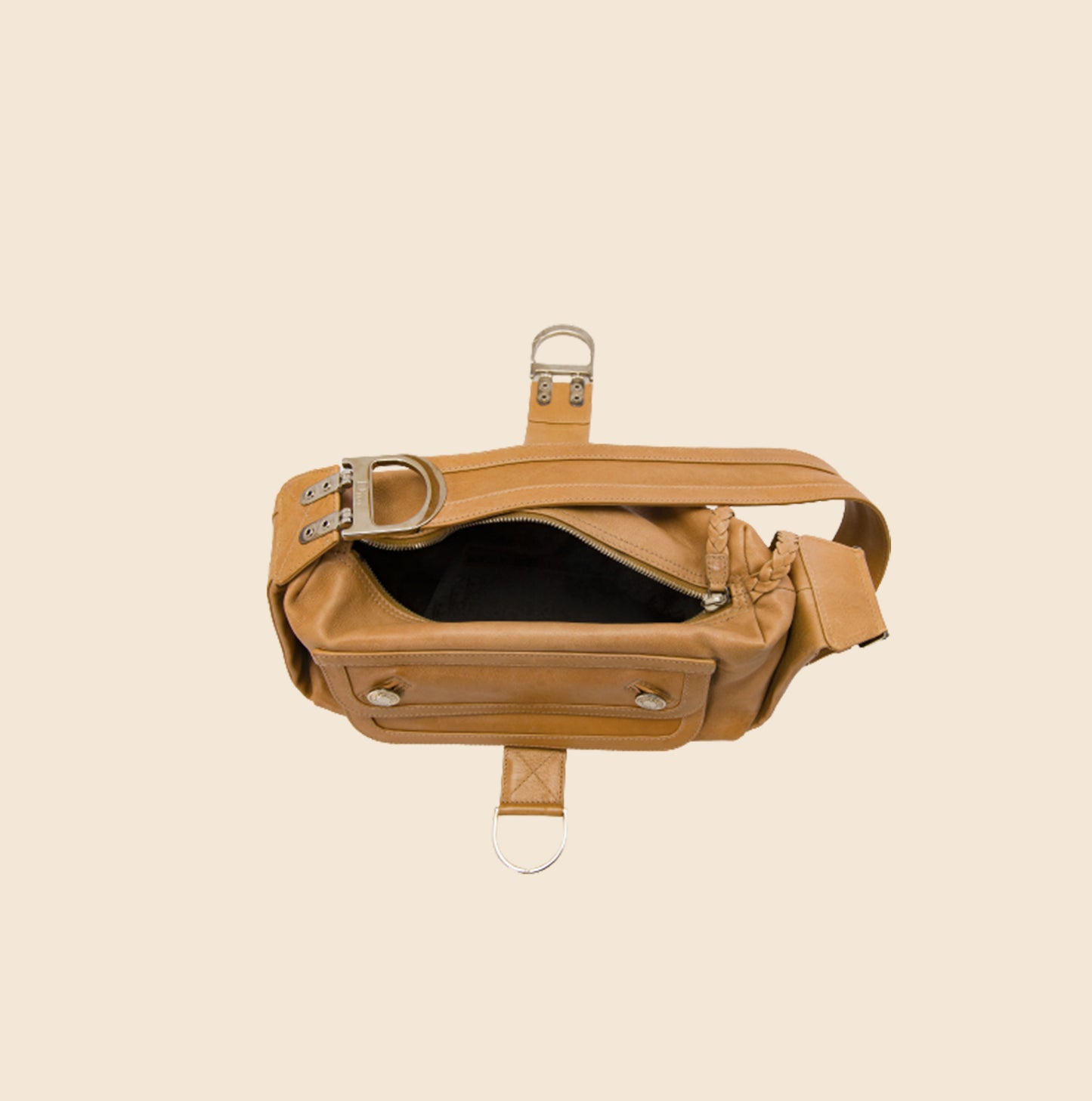 CHRISTIAN DIOR BROWN LEATHER FLIGHT BAG