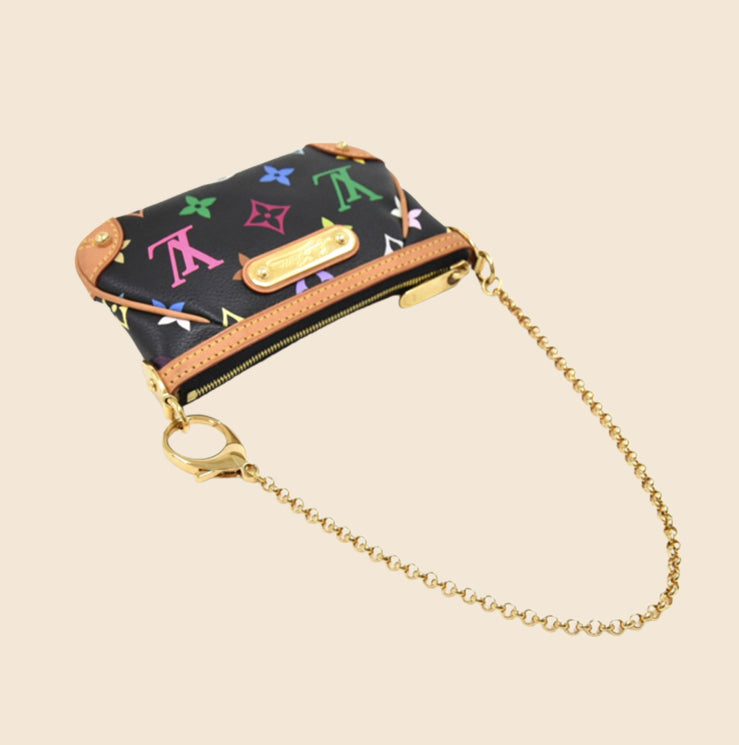 LOUIS VUITTON BLACK MULTICOLOR MILLA MM CLUTCH