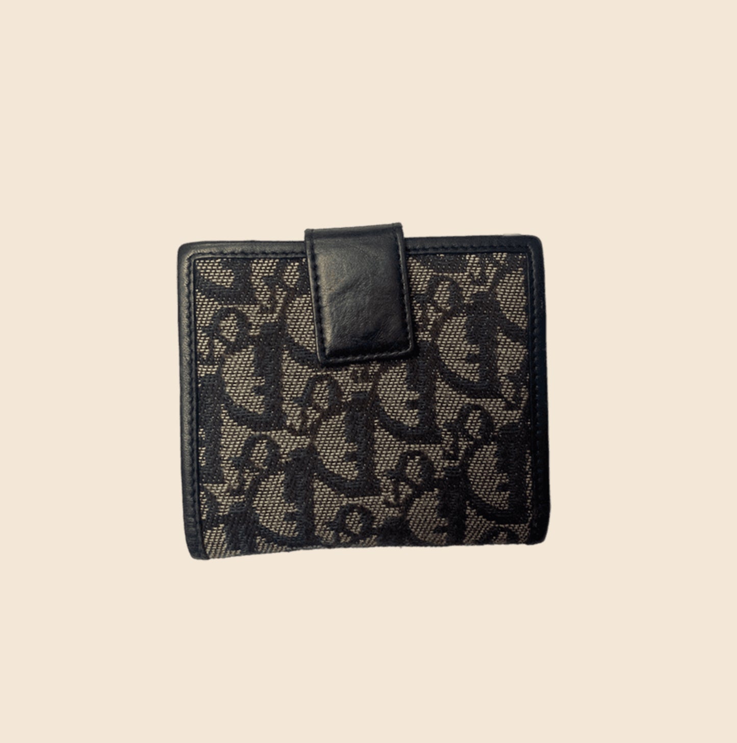 CHRISTIAN DIOR BLUE OBLIQUE CANVAS LOGO WALLET