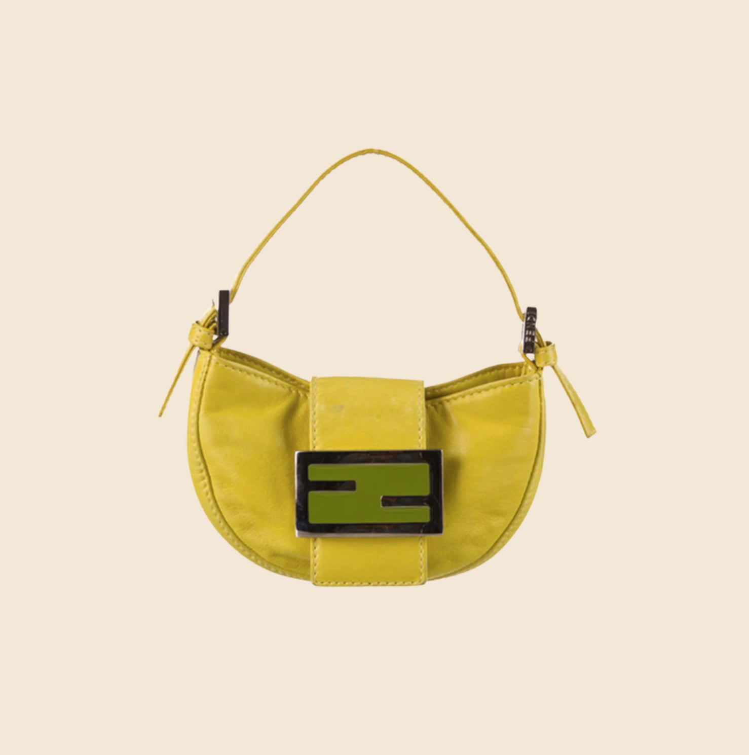 Fendi Gold FF Leather Mini Baguette Bag Fendi