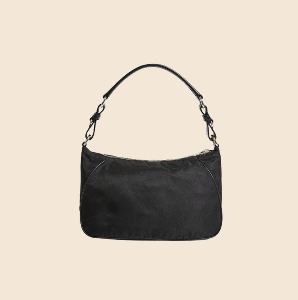 PRADA BLACK NYLON HOBO BAG