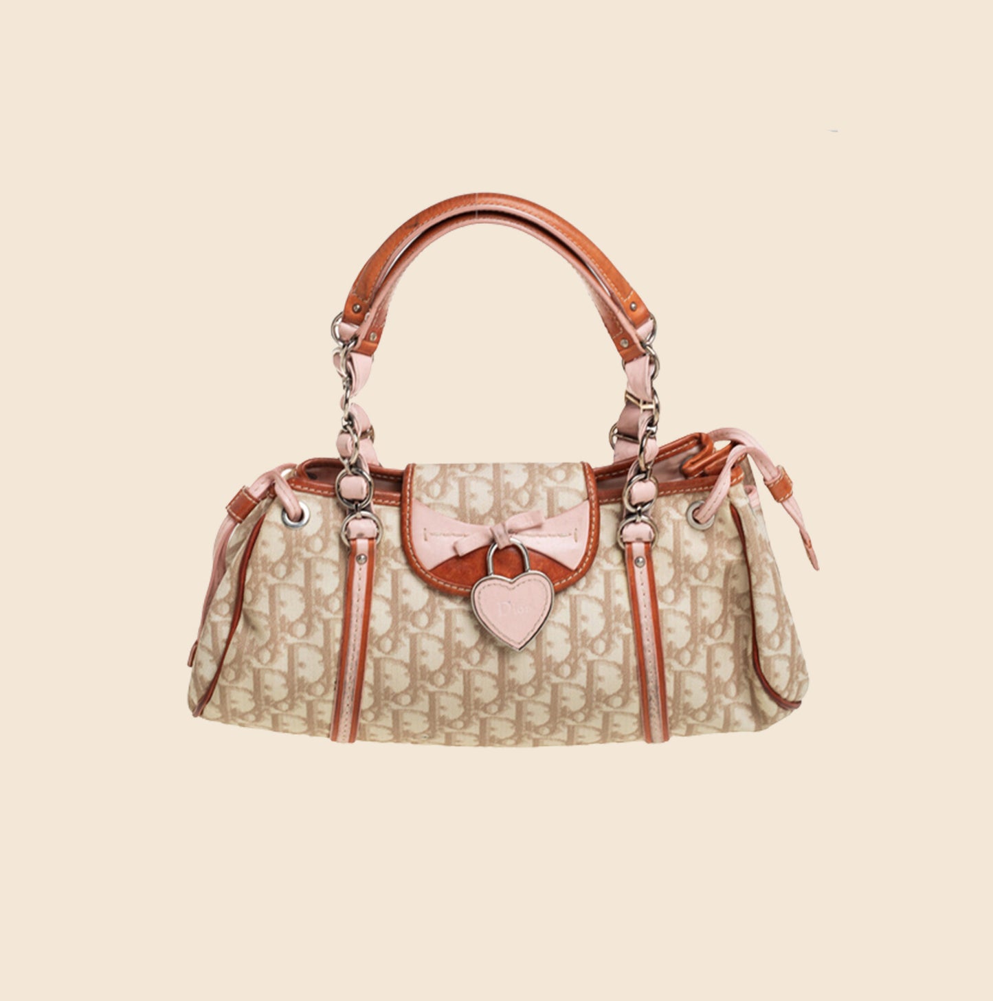 CHRISTIAN DIOR BEIGE ROMANTIQUE TROTTER FLAP BAG