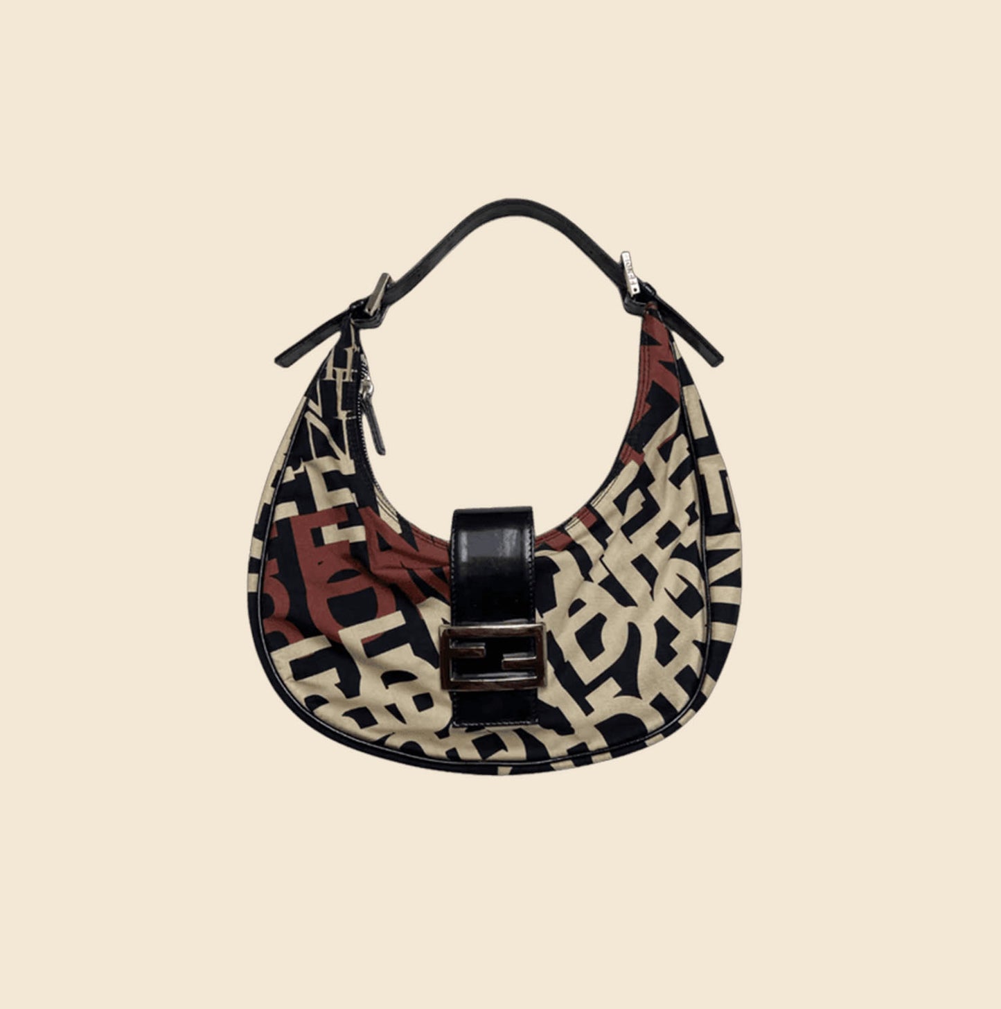 FENDI SILK MULTICOLOUR CROISSANT HANDBAG