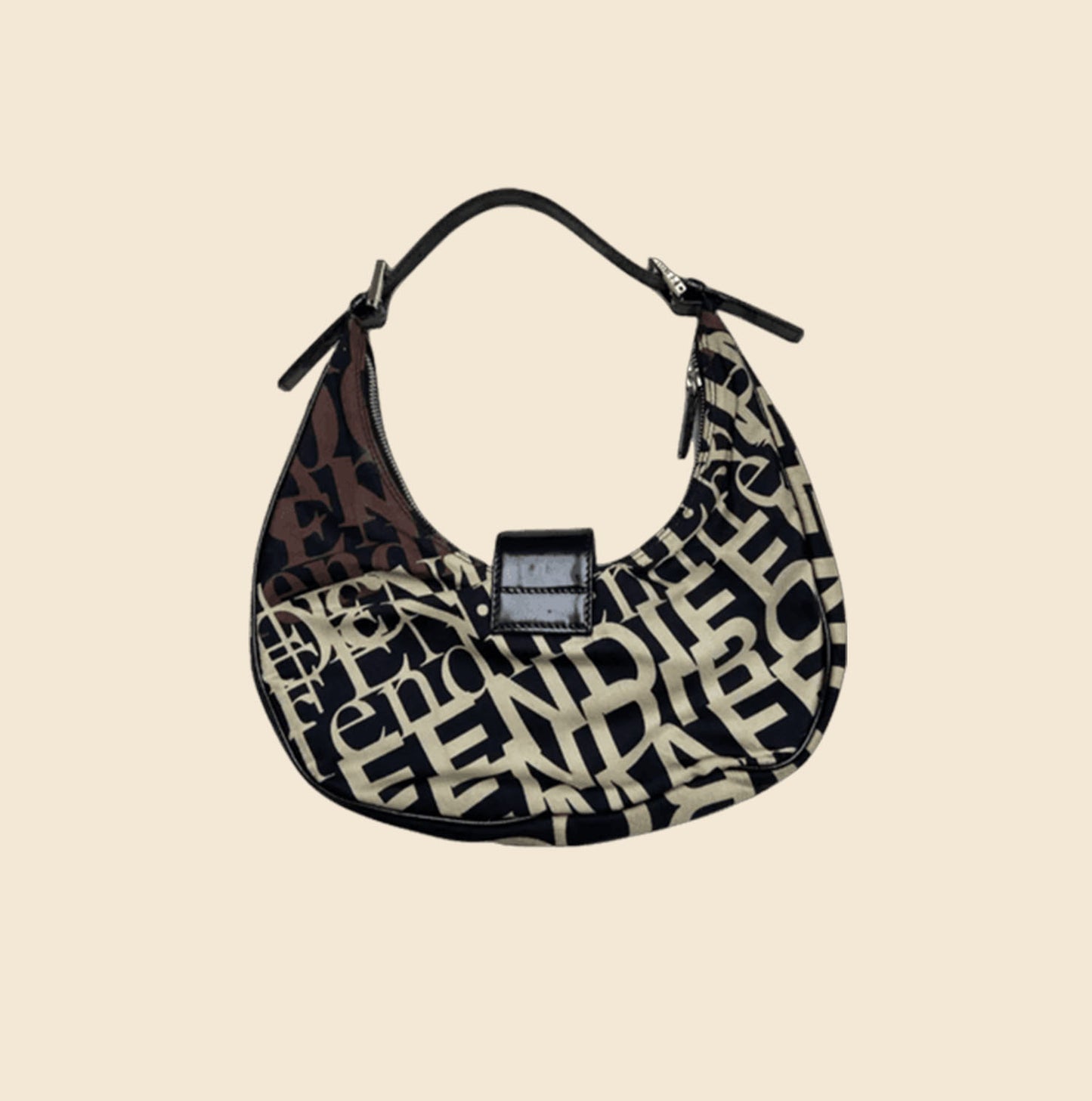 FENDI SILK MULTICOLOUR CROISSANT HANDBAG