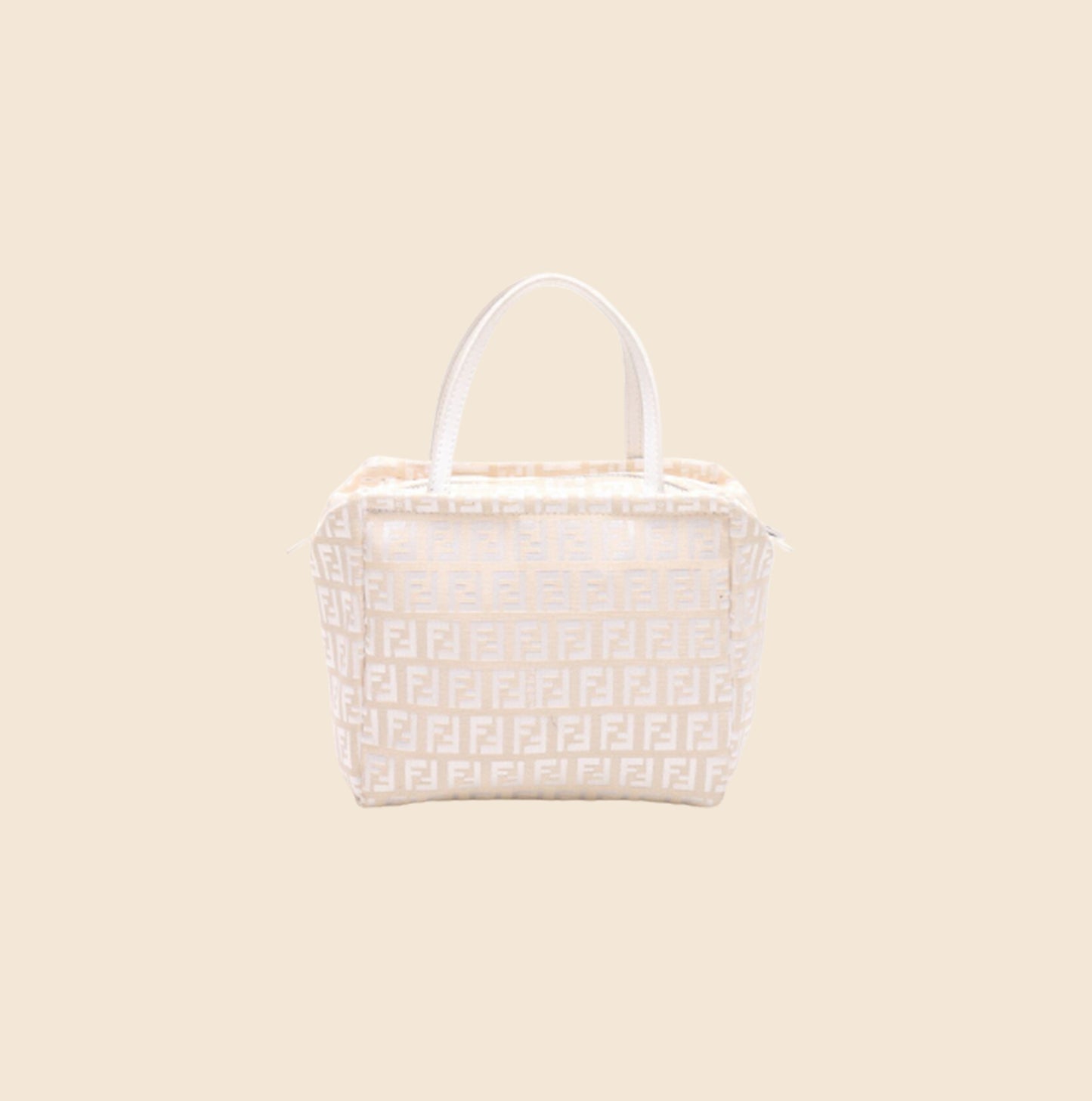 FENDI 1990s WHITE & CREAM ZUCCHINO MINI HANDBAG