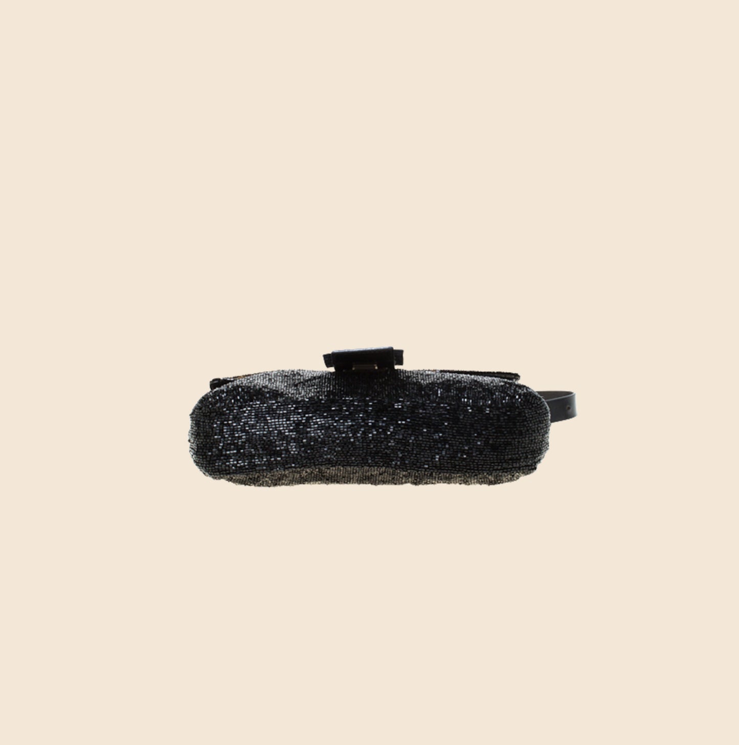 FENDI FF LOGO BEADED BLACK BAGUETTE