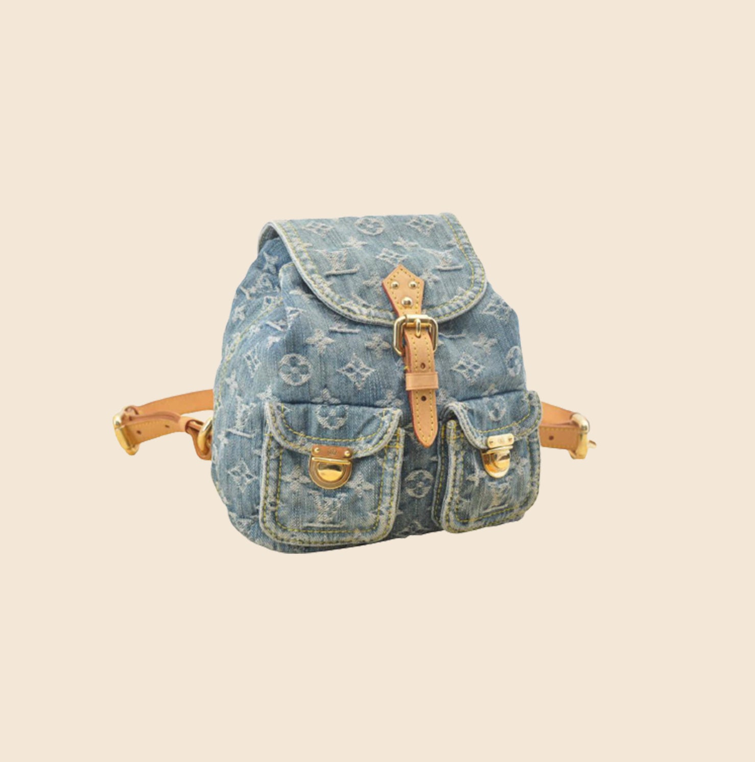 Louis Vuitton Blue Monogram Denim Backpack PM Leather ref.873610