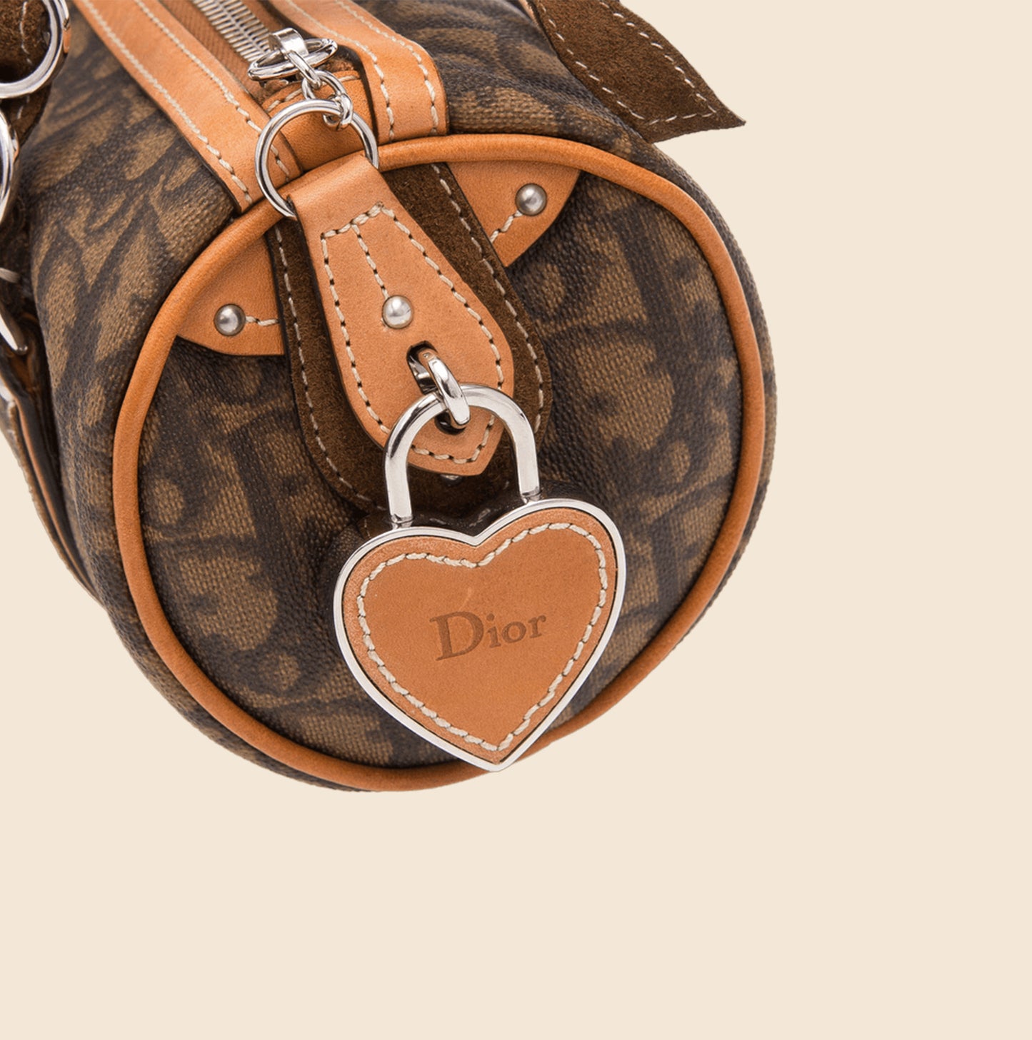 CHRISTIAN DIOR BROWN ROMANTIQUE MINI BARREL BAG
