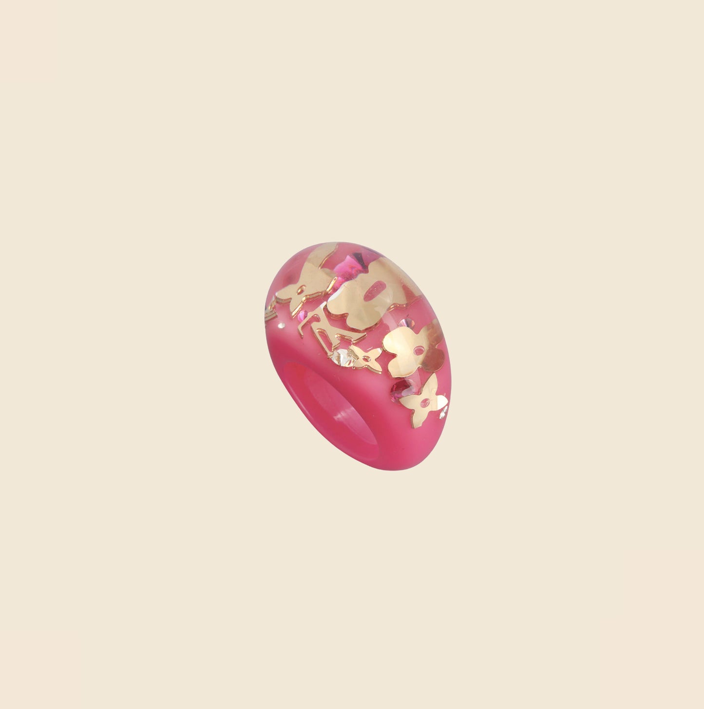 LOUIS VUITTON PINK LUCITE INCLUSION RING