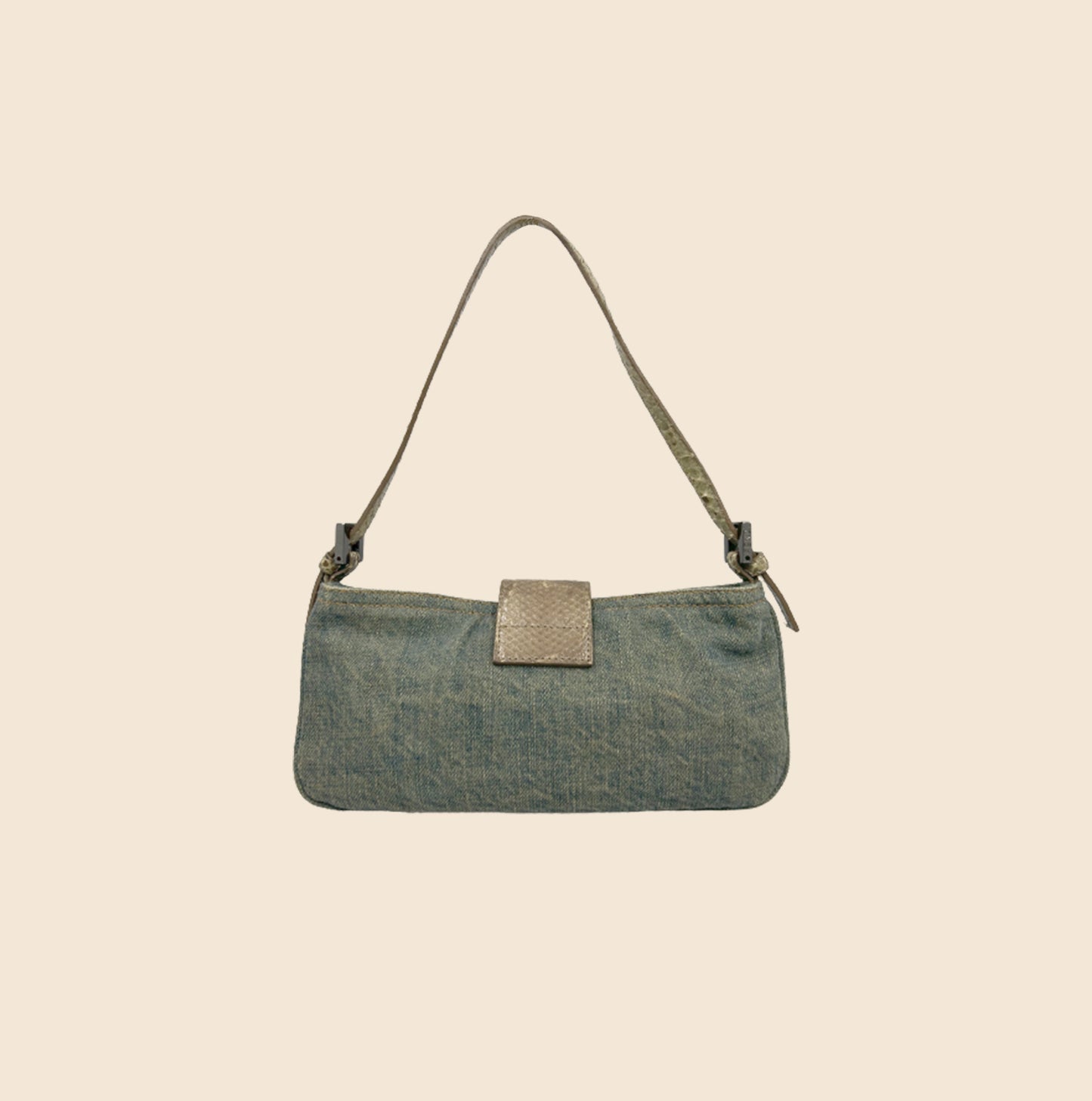 FENDI DENIM PYTHON SKIN MINI BAGUETTE