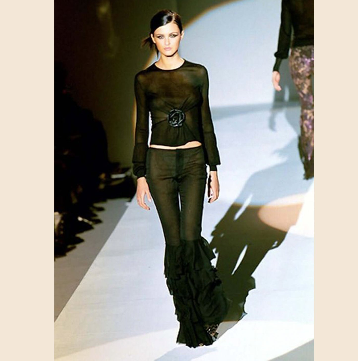 GUCCI BY TOM FORD FW1999 BLACK RUFFLED PANTS