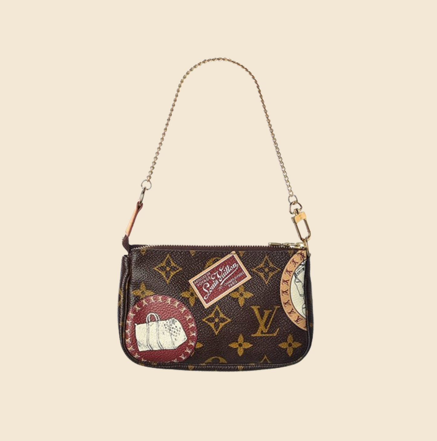 LOUIS VUITTON BROWN MONOGRAM PATCH MINI POCHETTE ACCESSOIRES