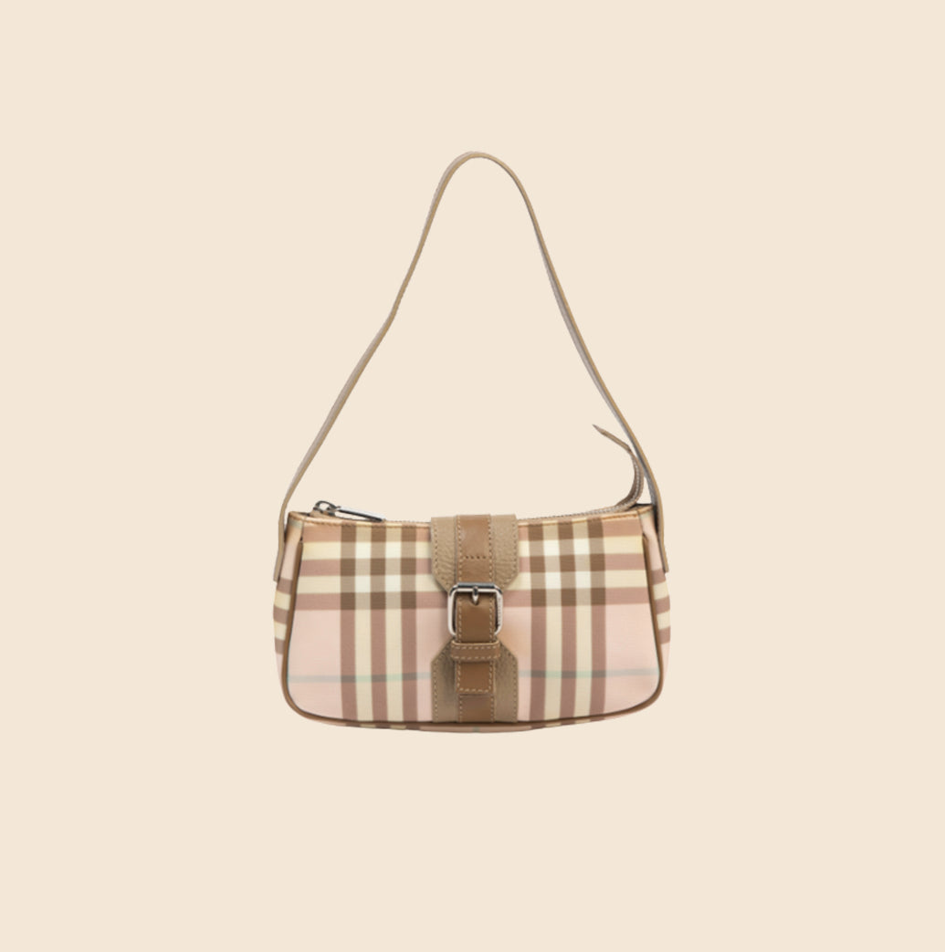 Sold at Auction: Burberry pink nova check small shoulder bag with d