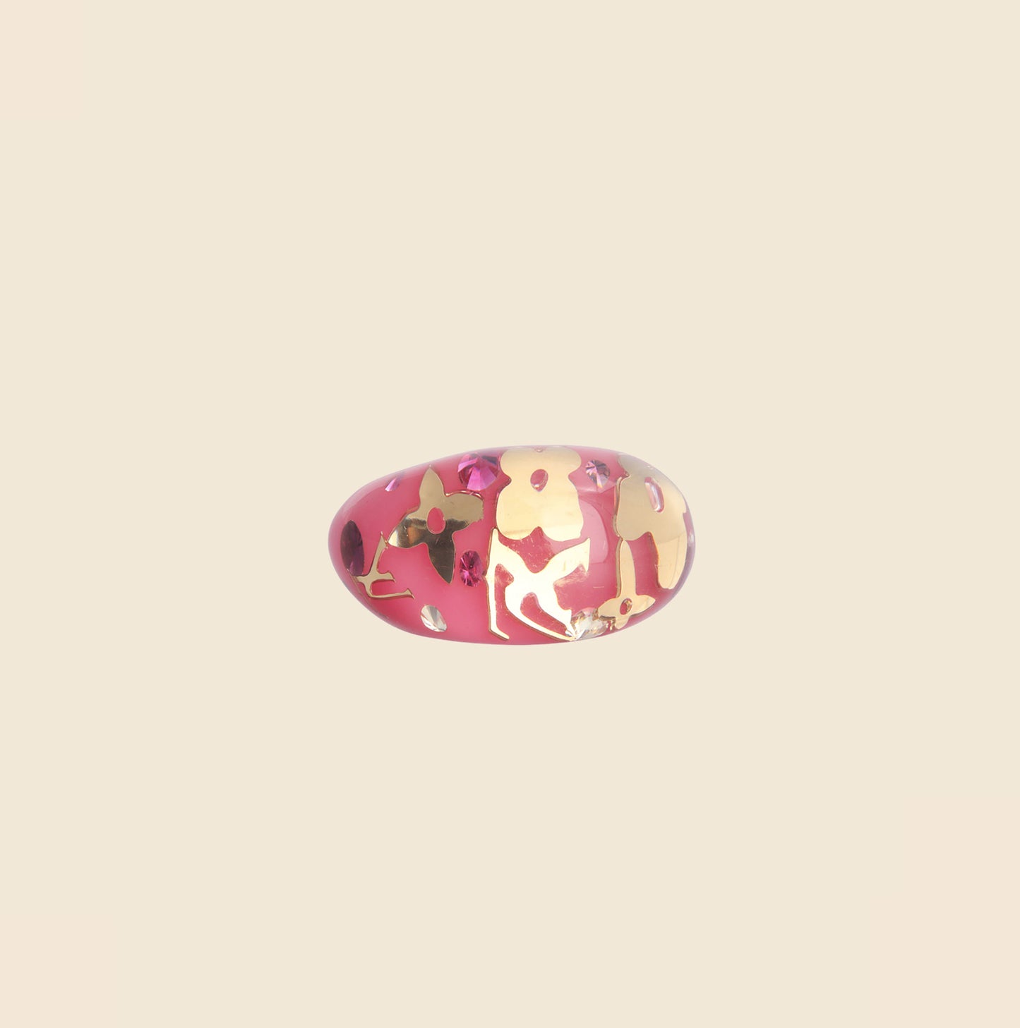 LOUIS VUITTON PINK LUCITE INCLUSION RING