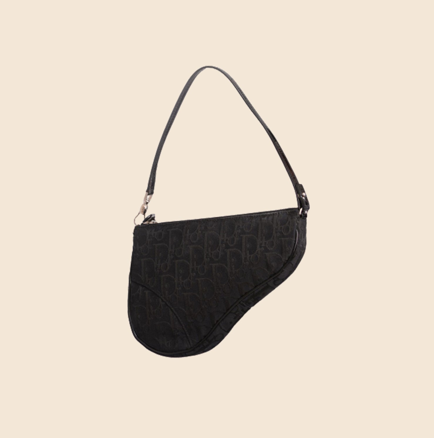 CHRISTIAN DIOR BLACK OBLIQUE SADDLE BAG