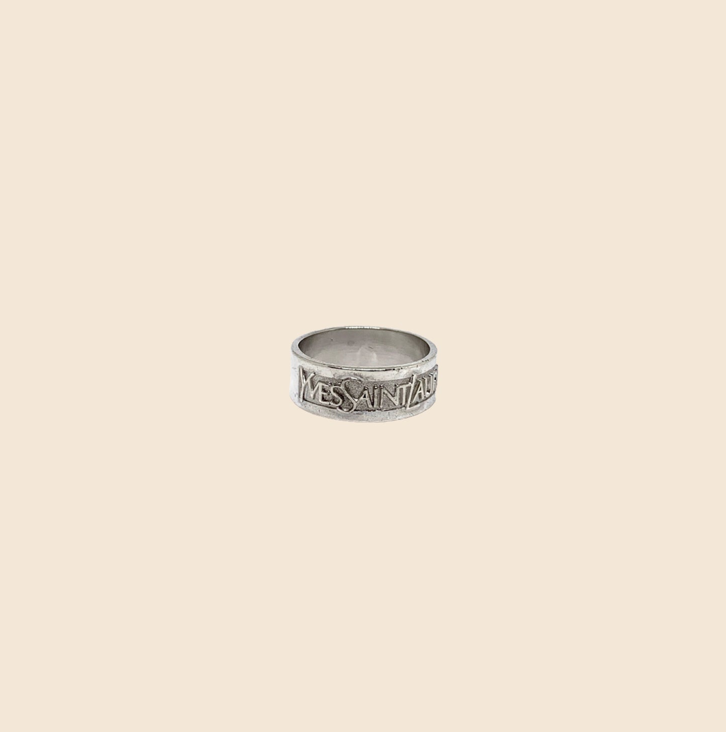 YVES SAINT LAURENT SILVER LOGO RING