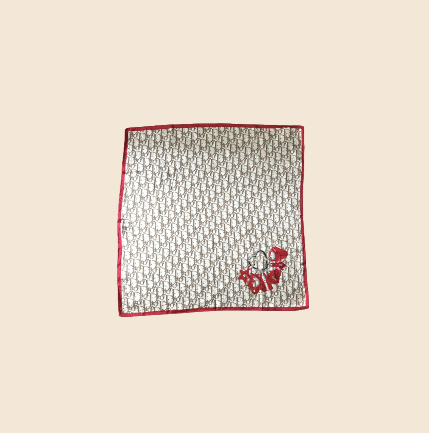 CHRISTIAN DIOR BEIGE OBLIQUE SILK SCARF