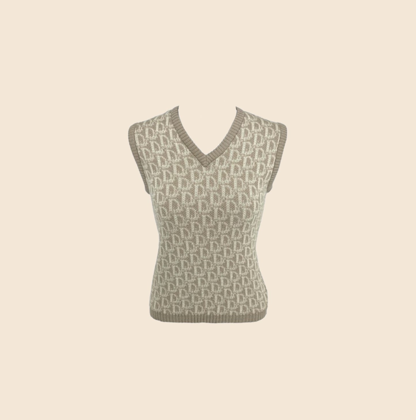 CHRISTIAN DIOR GREY & WHITE MONOGRAM SWEATER VEST