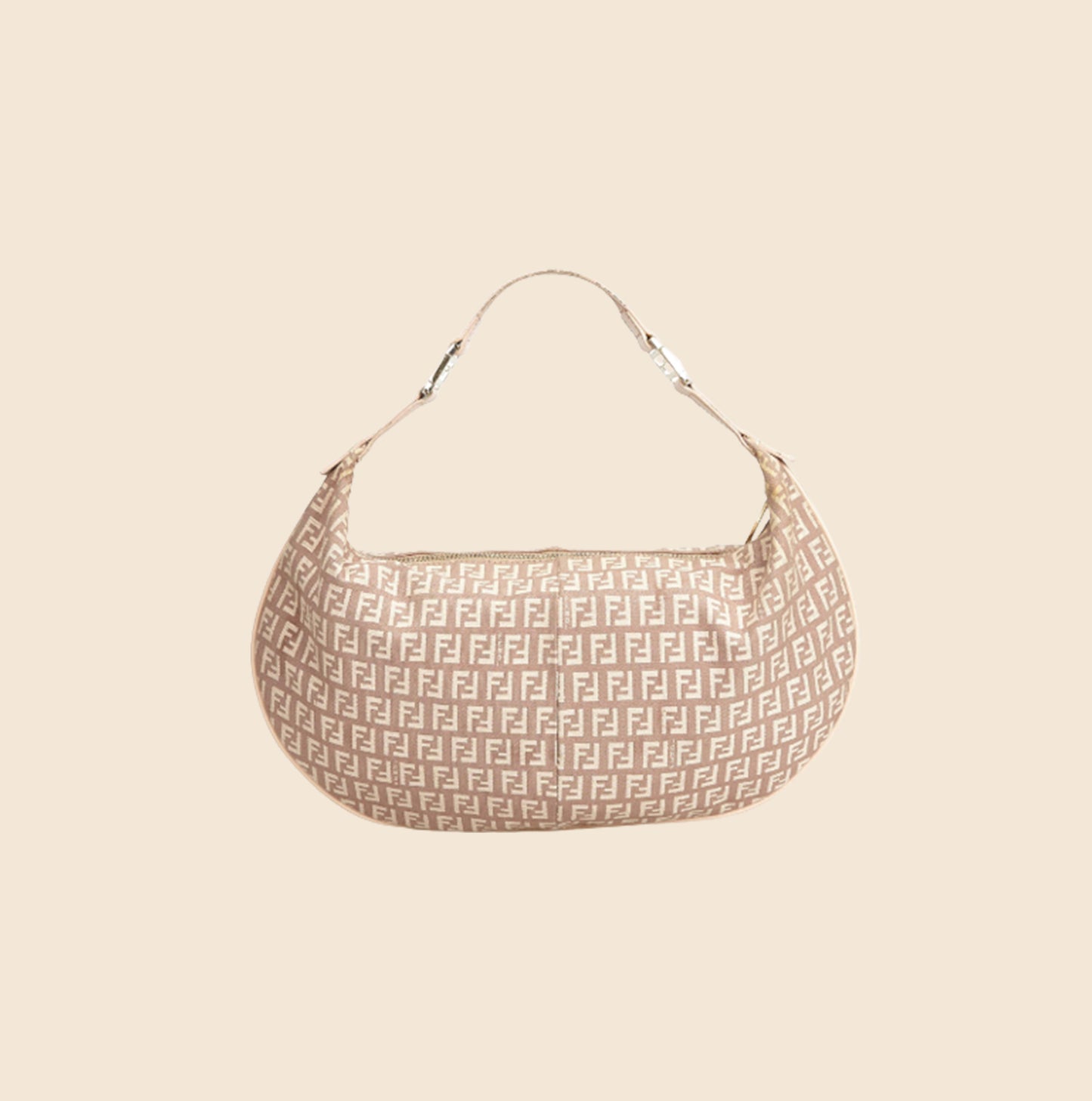 FENDI LIGHT BROWN ZUCCHINO CANVAS HOBO BAG