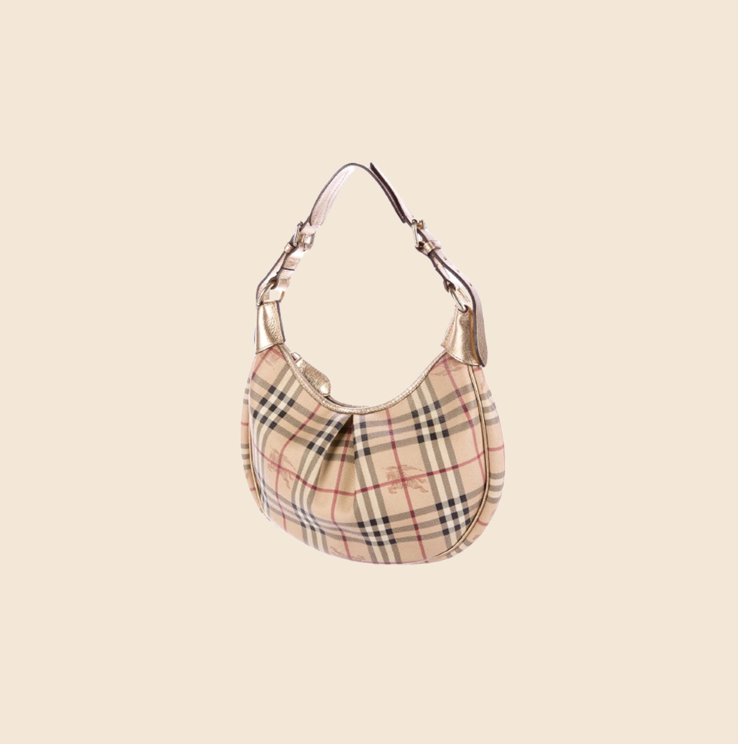BURBERRY HAYMARKET GOLD RYDER HOBO BAG