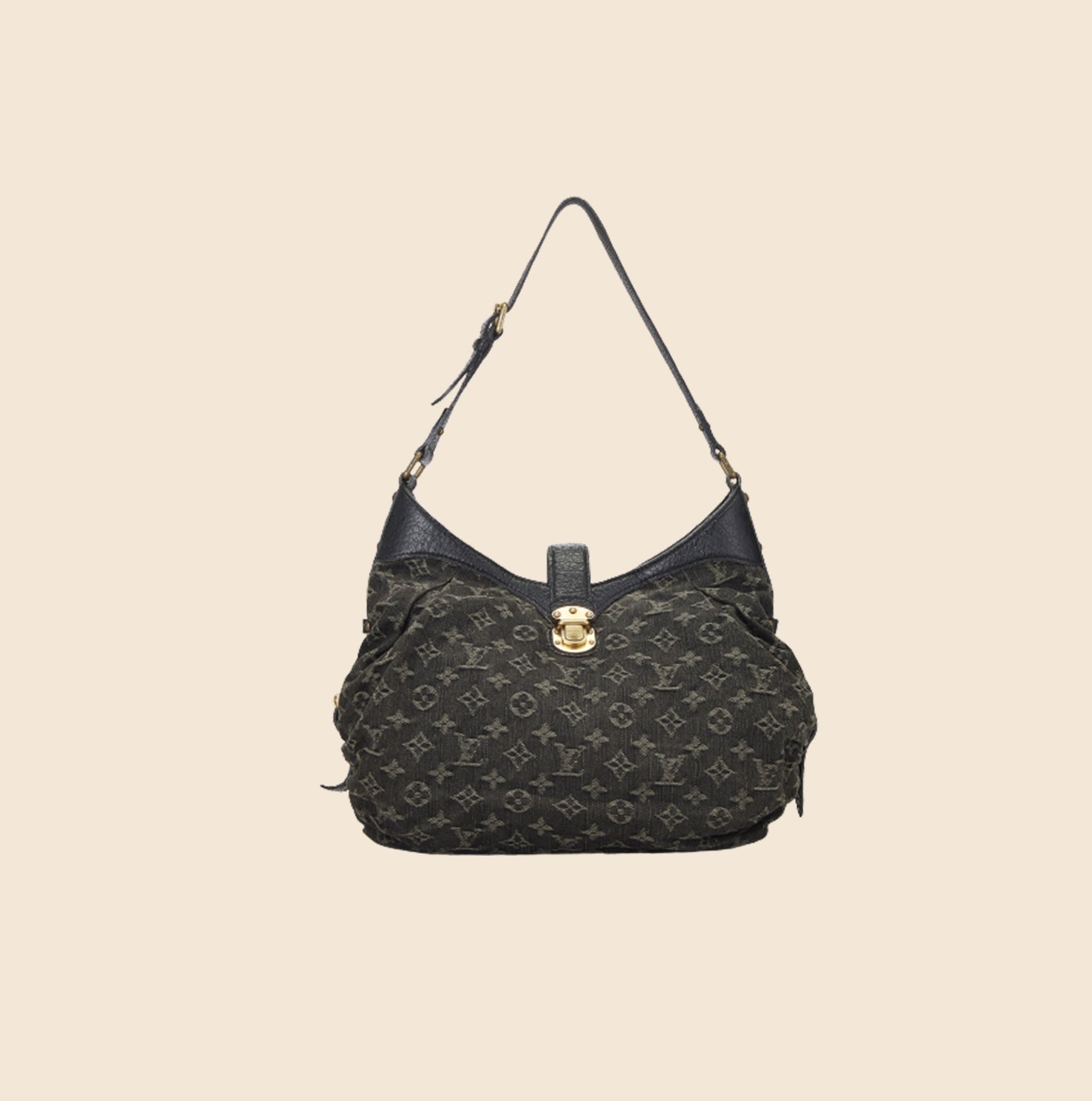 Louis Vuitton Mahina Leather Shoulder Bag in Black