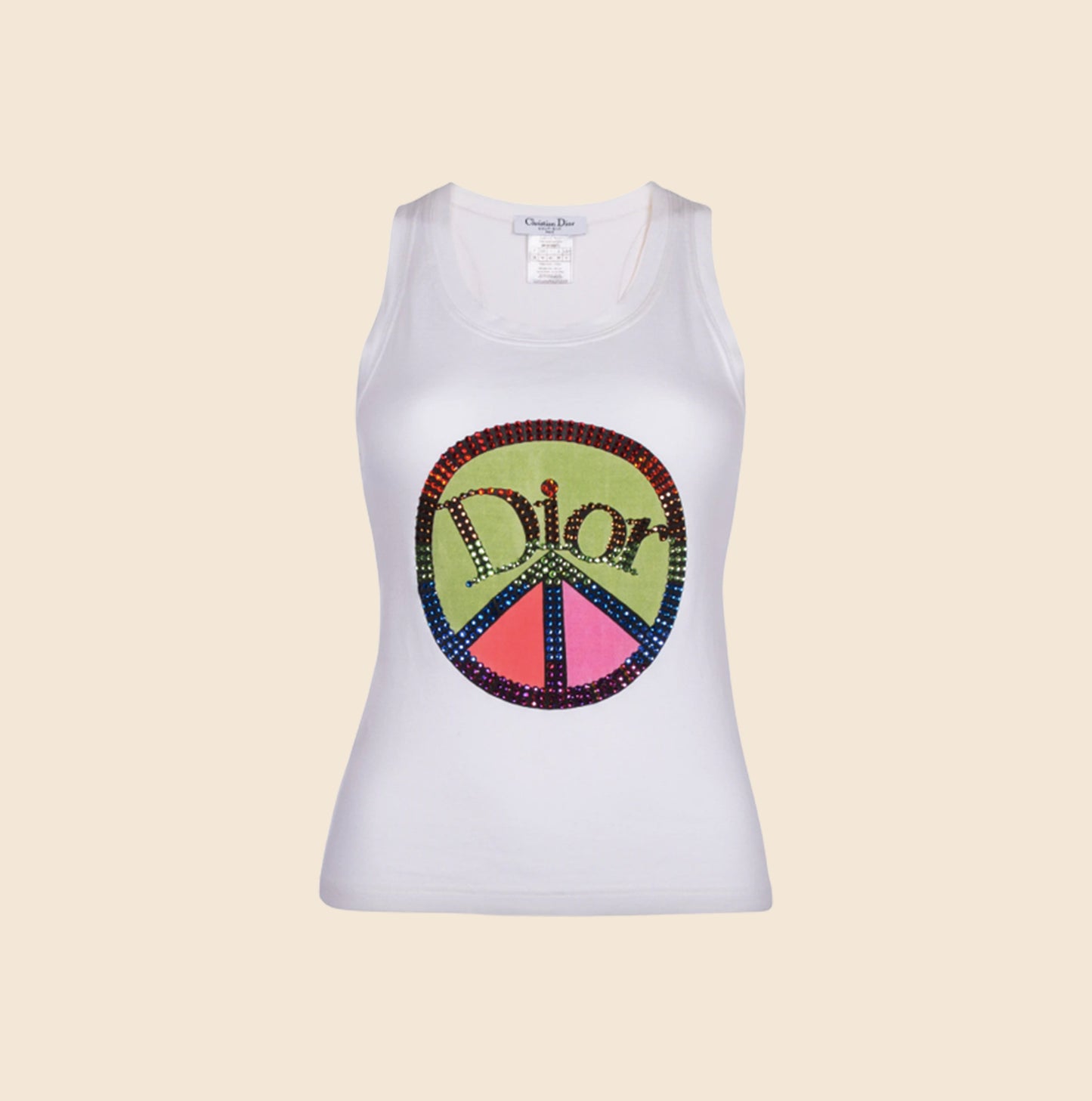 CHRISTIAN DIOR PEACE SIGN SWAROWSKI TANK TOP