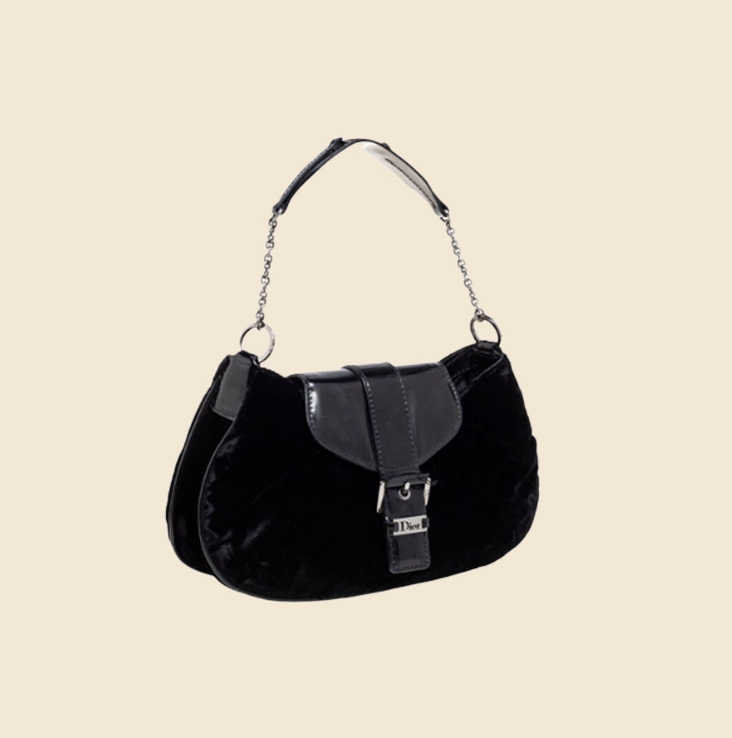 CHRISTIAN DIOR VELVET CHAIN MINI POUCH