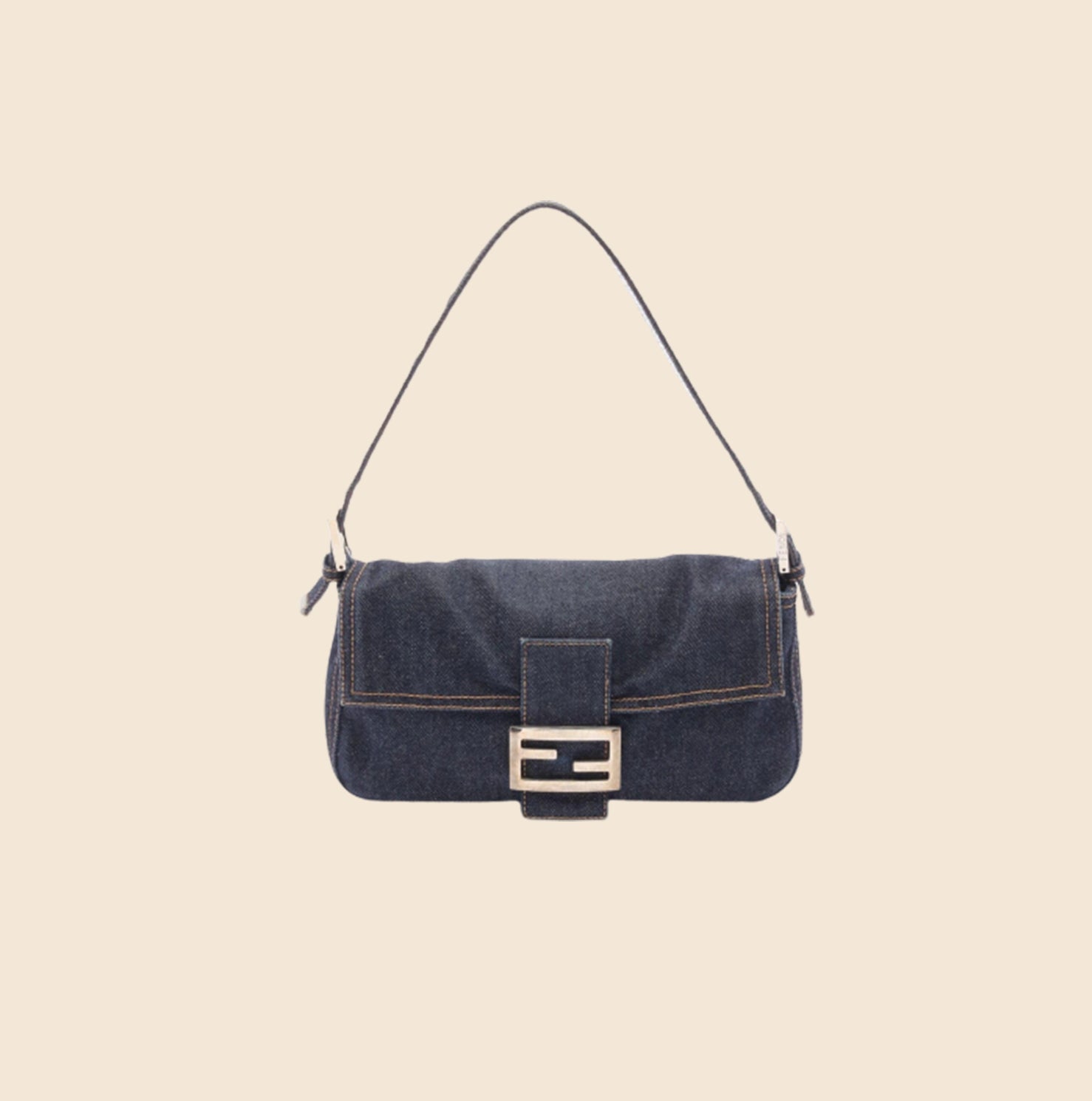 FENDI BLUE DENIM BAGUETTE