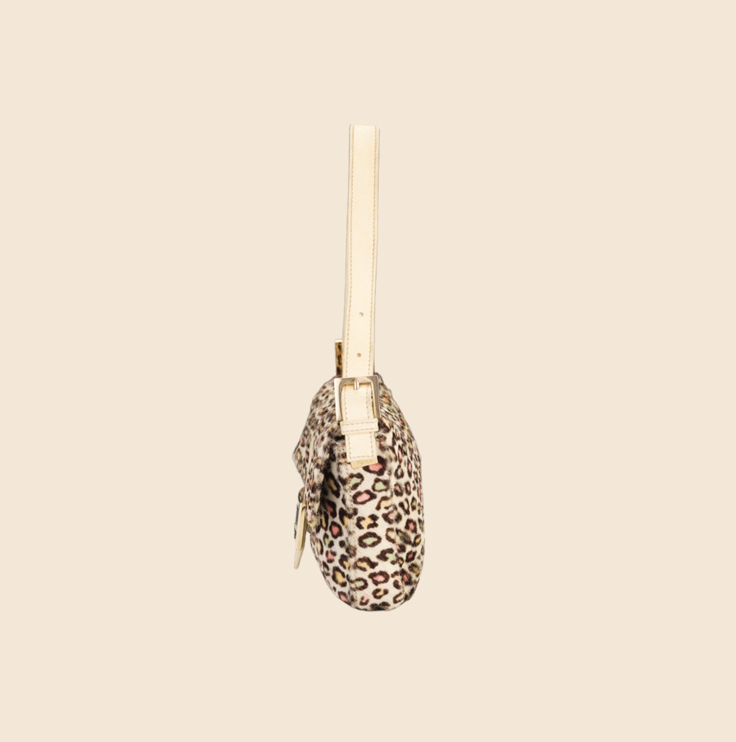 FENDI MULTICOLOR LEOPARD PRINT PONY HAIR BAGUETTE