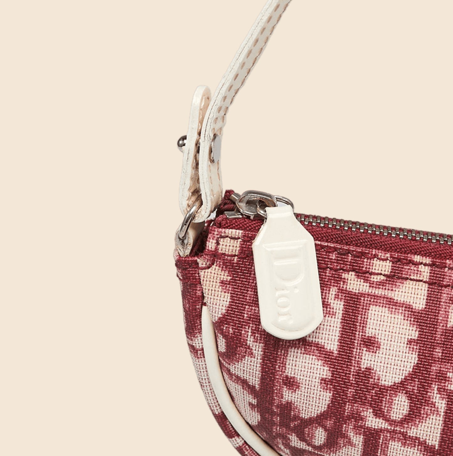 CHRISTIAN DIOR BURGUNDY CREAM SADDLE POCHETTE