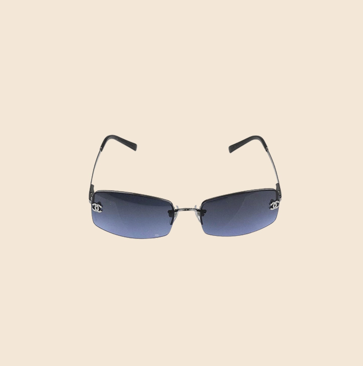 CHANEL BLUE-TONE CC LOGO CRYSTAL SUNGLASSES